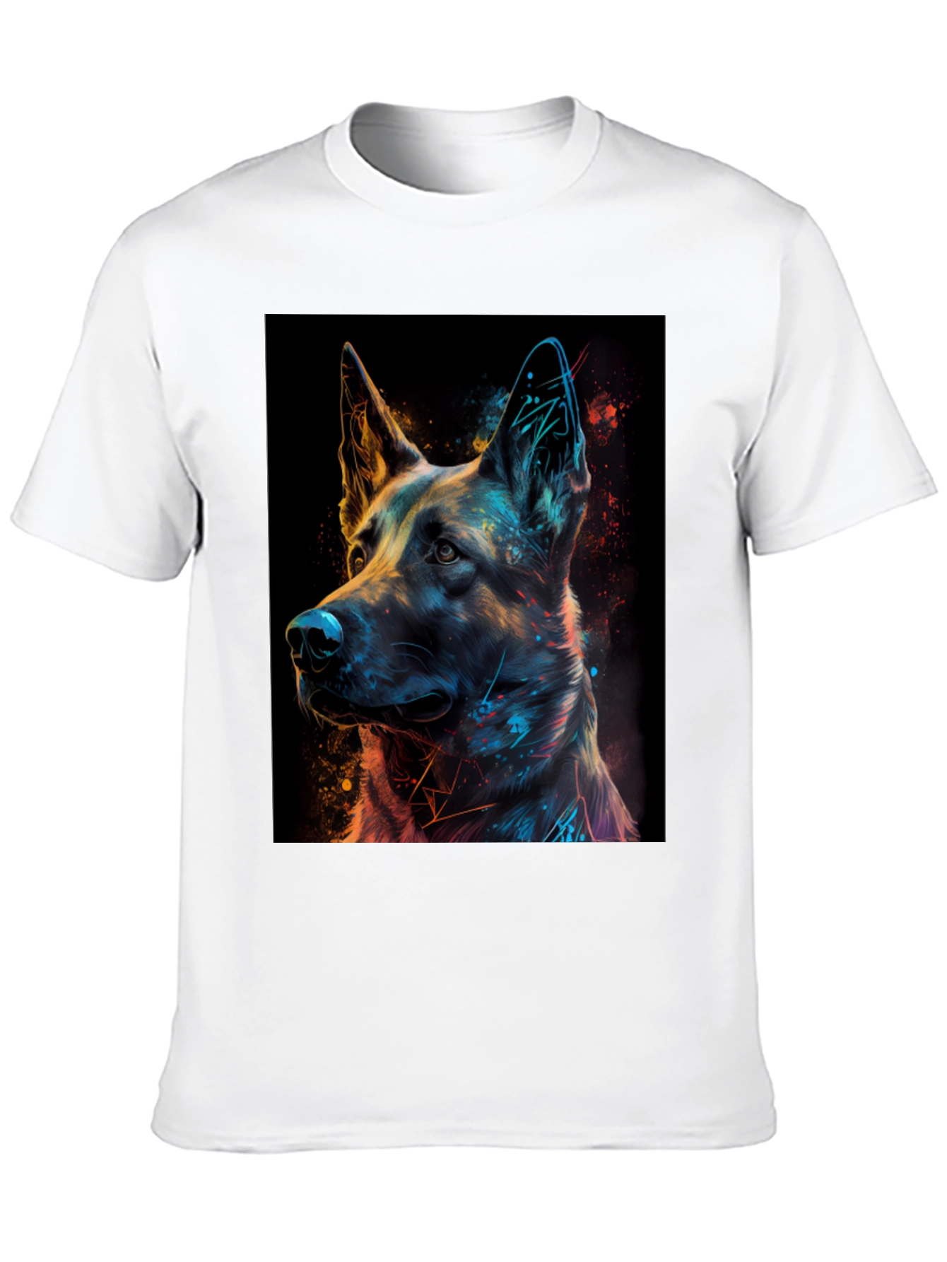 German Shepherd Art Print Black T-Shirt