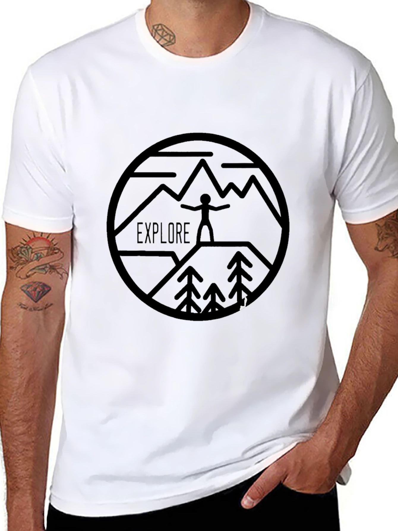 Explore Adventure Tee - Black Graphic Print Shirt