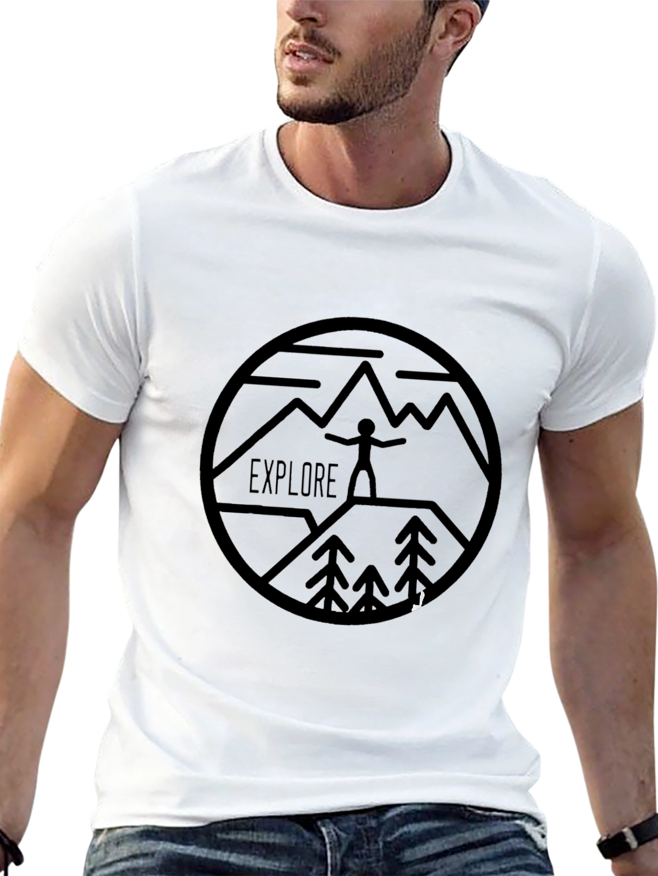 Explore Adventure Tee - Black Graphic Print Shirt