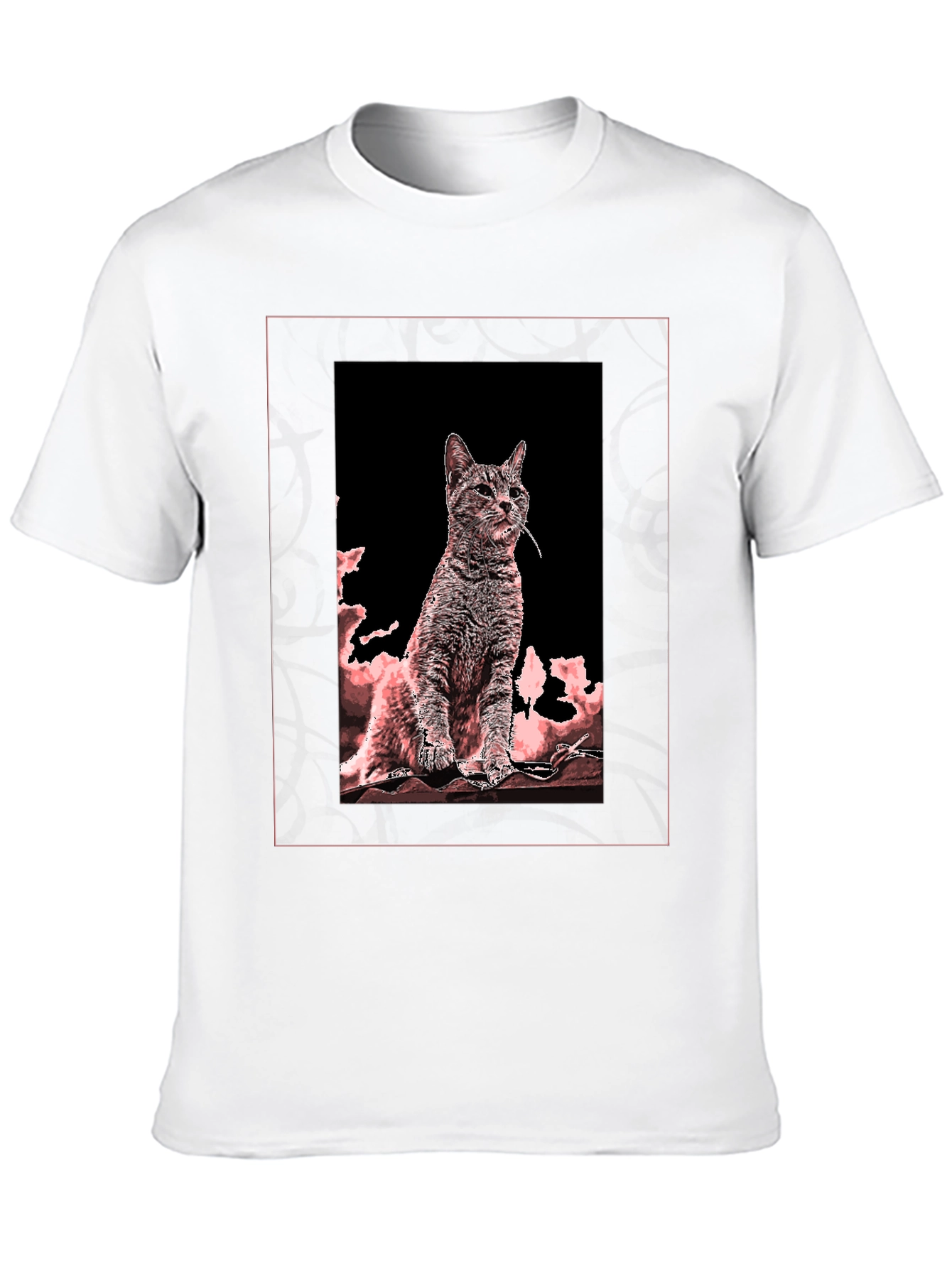 Artistic Cat Graphic Tee - Black