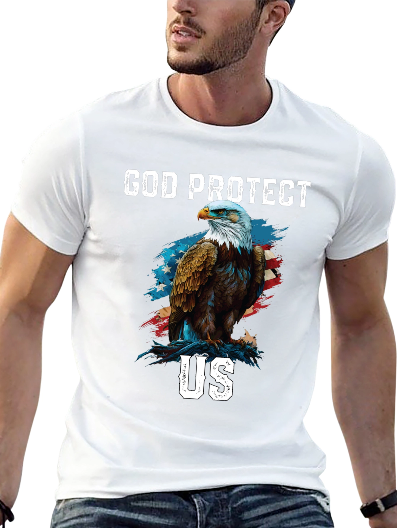 God Protect Us Eagle Graphic T-Shirt