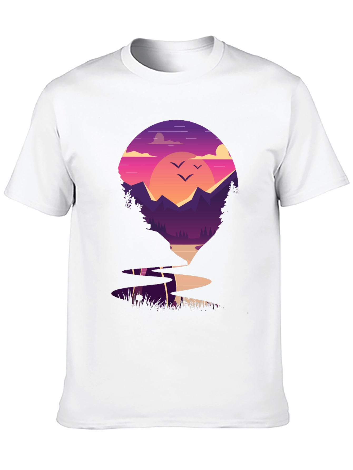 Sunset Mountain Graphic Tee - Nature Lovers T-Shirt