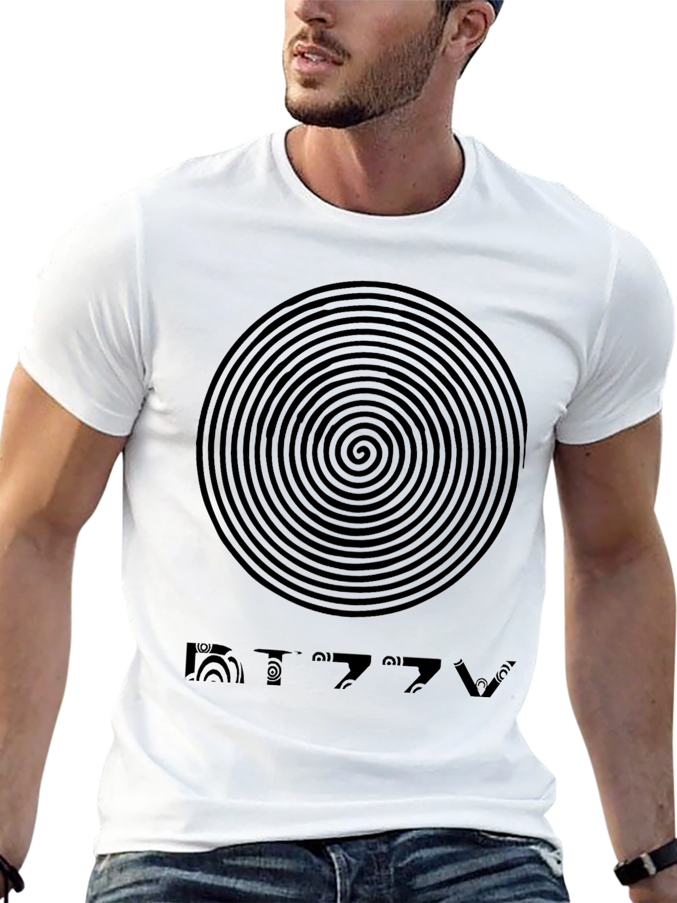 Dizzy Spiral Graphic Tee - Mens Black Cotton T-Shirt
