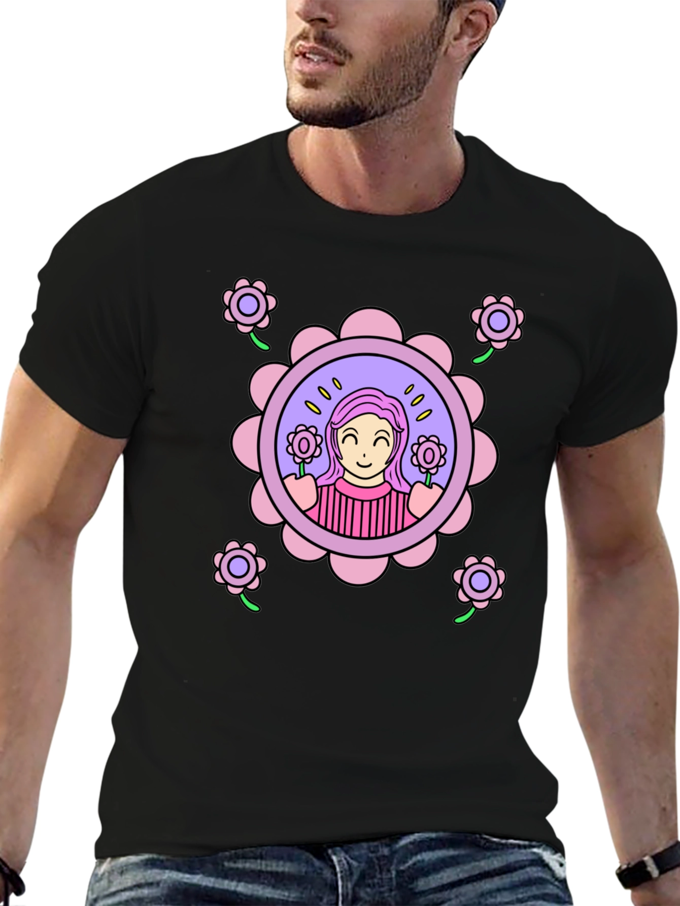 Floral Girl Graphic T-Shirt - Fun & Stylish