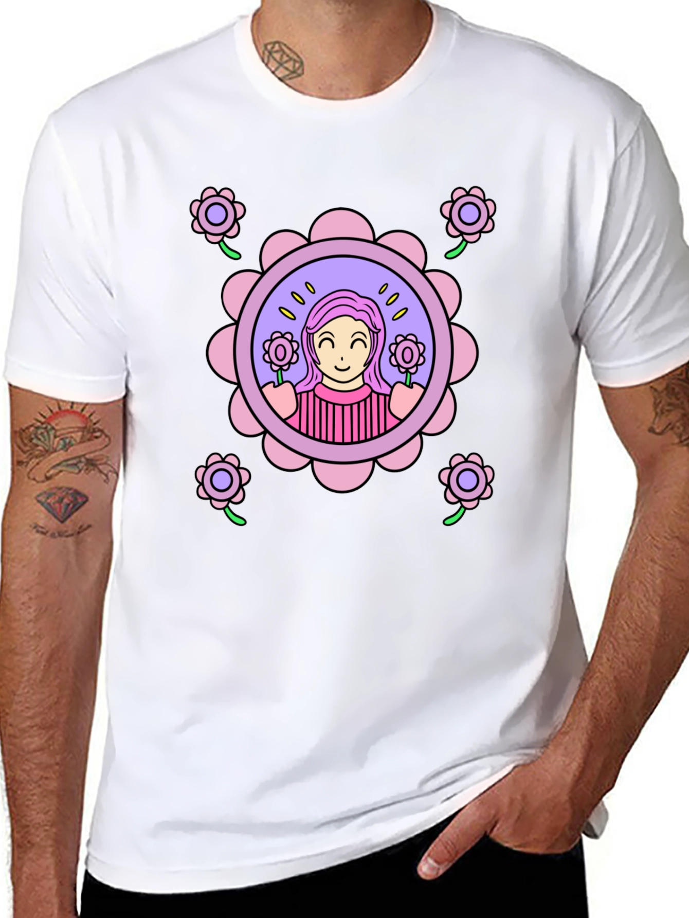 Floral Girl Graphic T-Shirt - Fun & Stylish