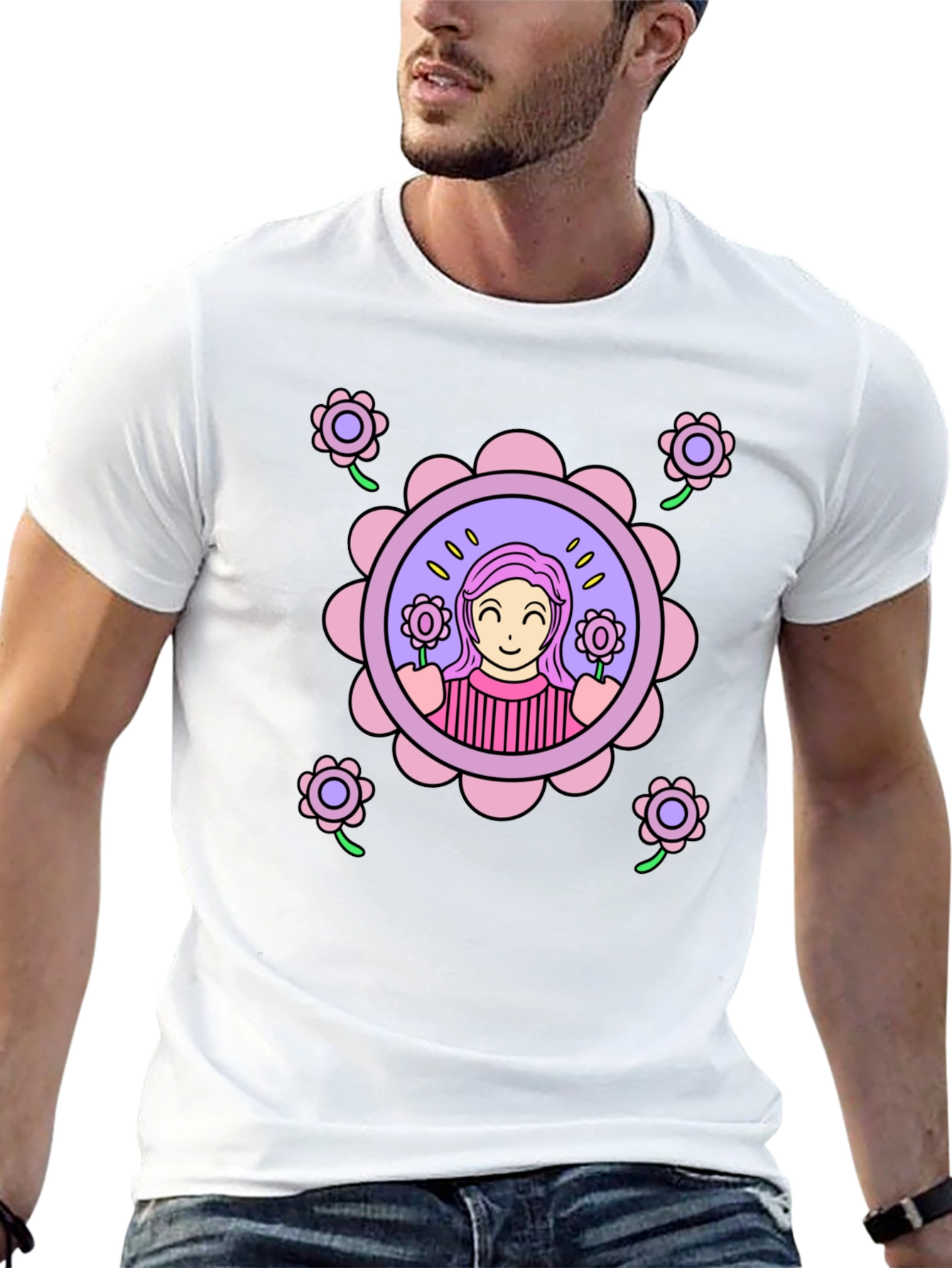 Floral Girl Graphic T-Shirt - Fun & Stylish