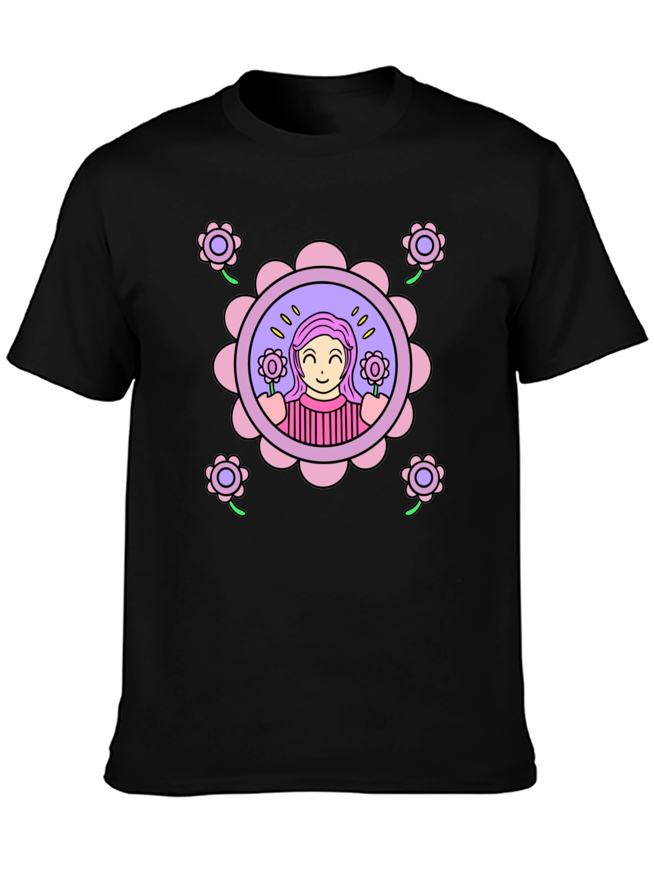 Floral Girl Graphic T-Shirt - Fun & Stylish