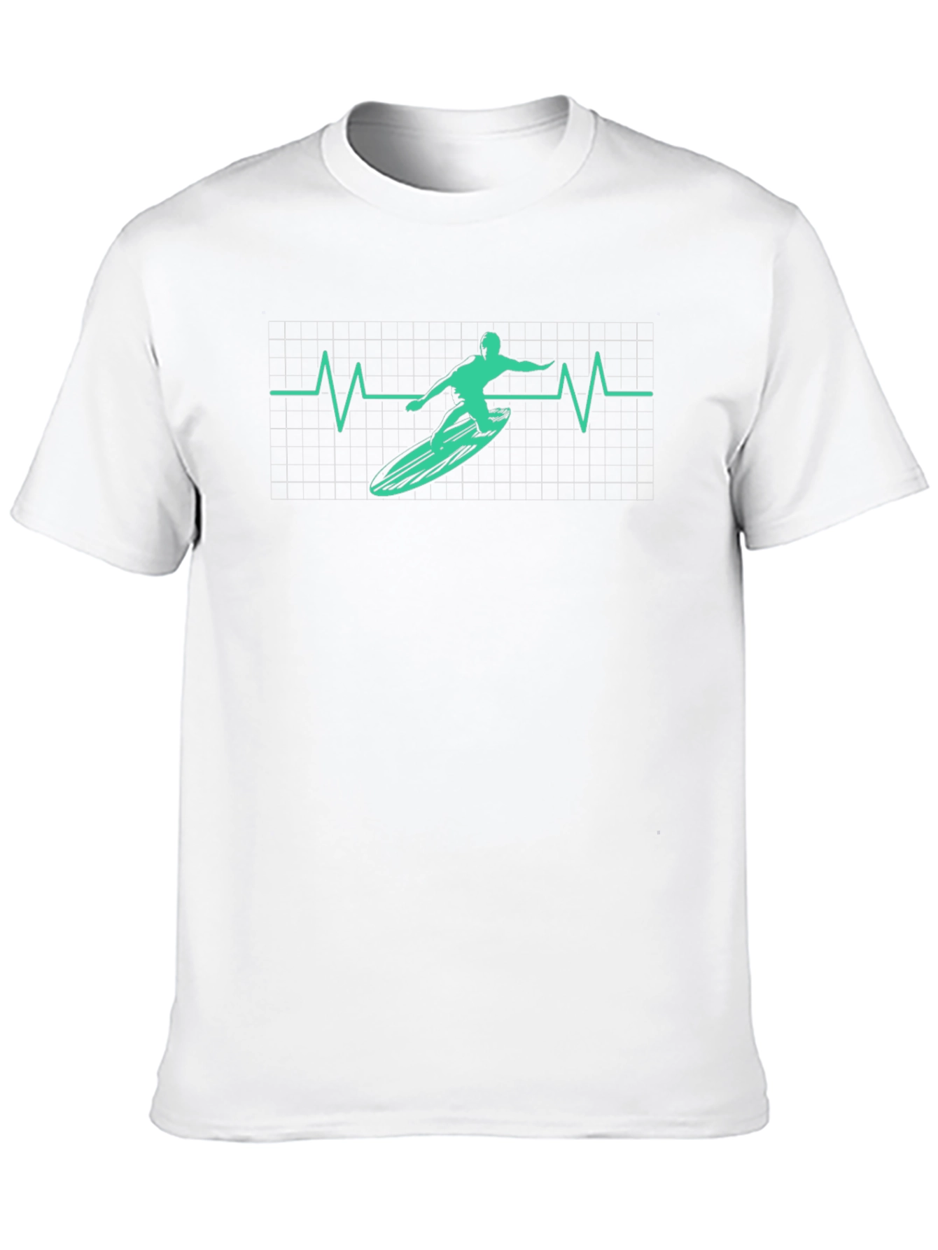 Surfing Heartbeat Graphic Tee - Black Cotton T-Shirt