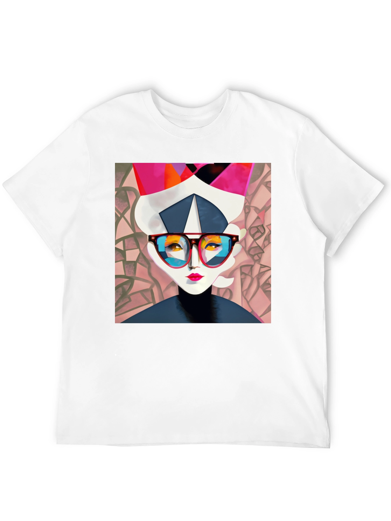 Abstract Woman Graphic Print Black Tee