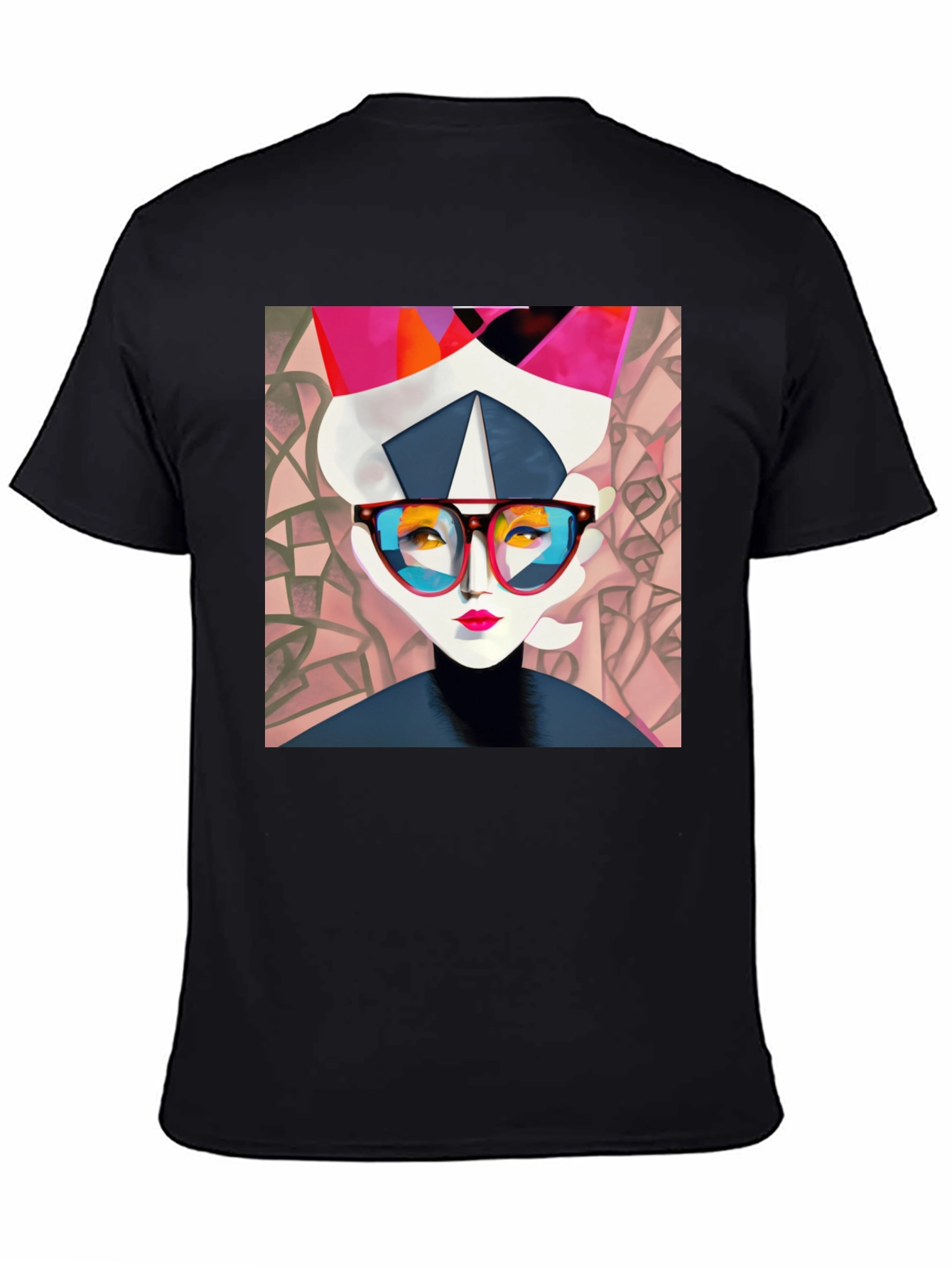 Abstract Woman Graphic Print Black Tee
