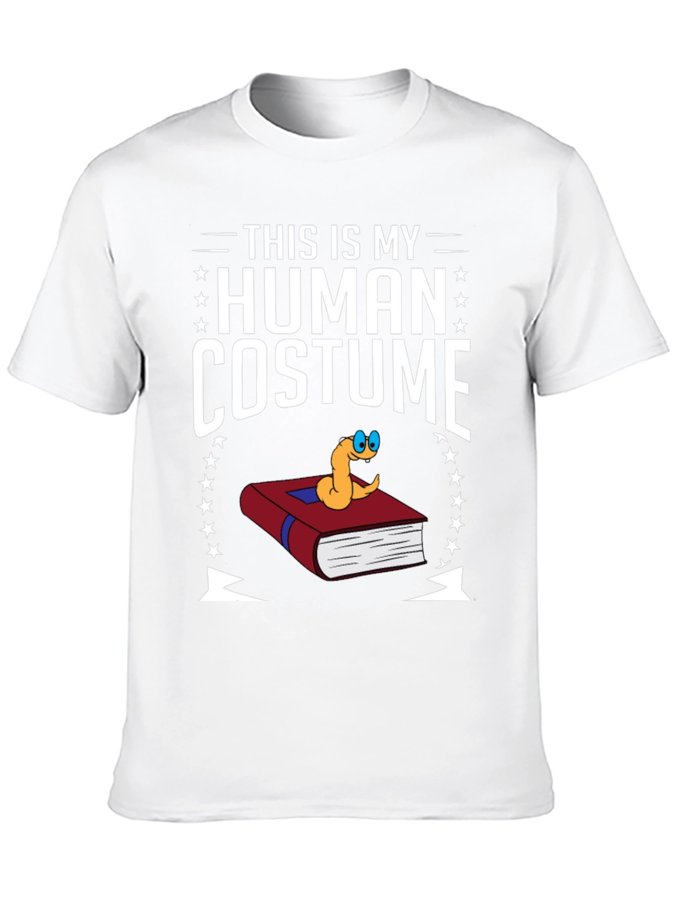 Human Costume Worm Book T-Shirt Funny Graphic Tee