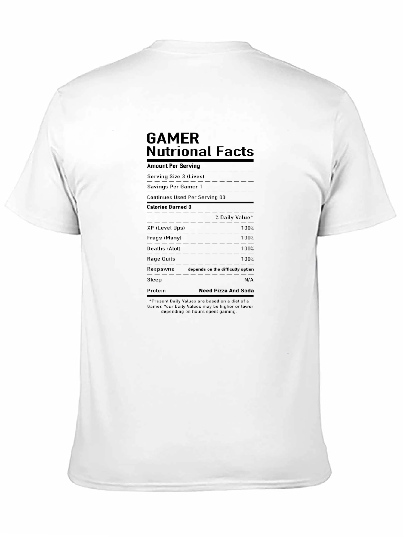 Gamer Nutritional Facts T-Shirt