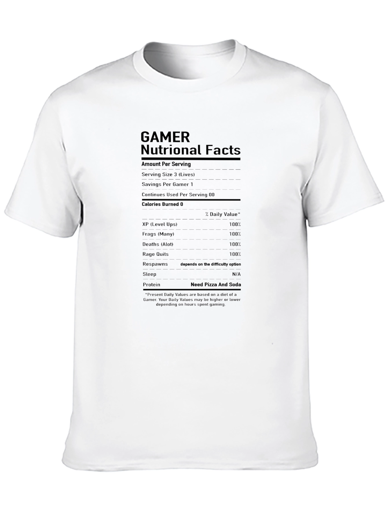 Gamer Nutritional Facts T-Shirt