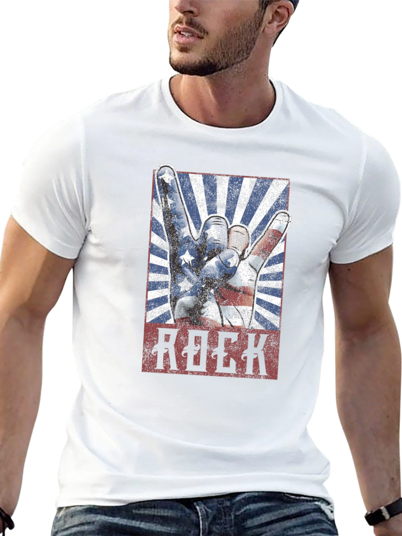 American Rock Hand Gesture Graphic T-Shirt
