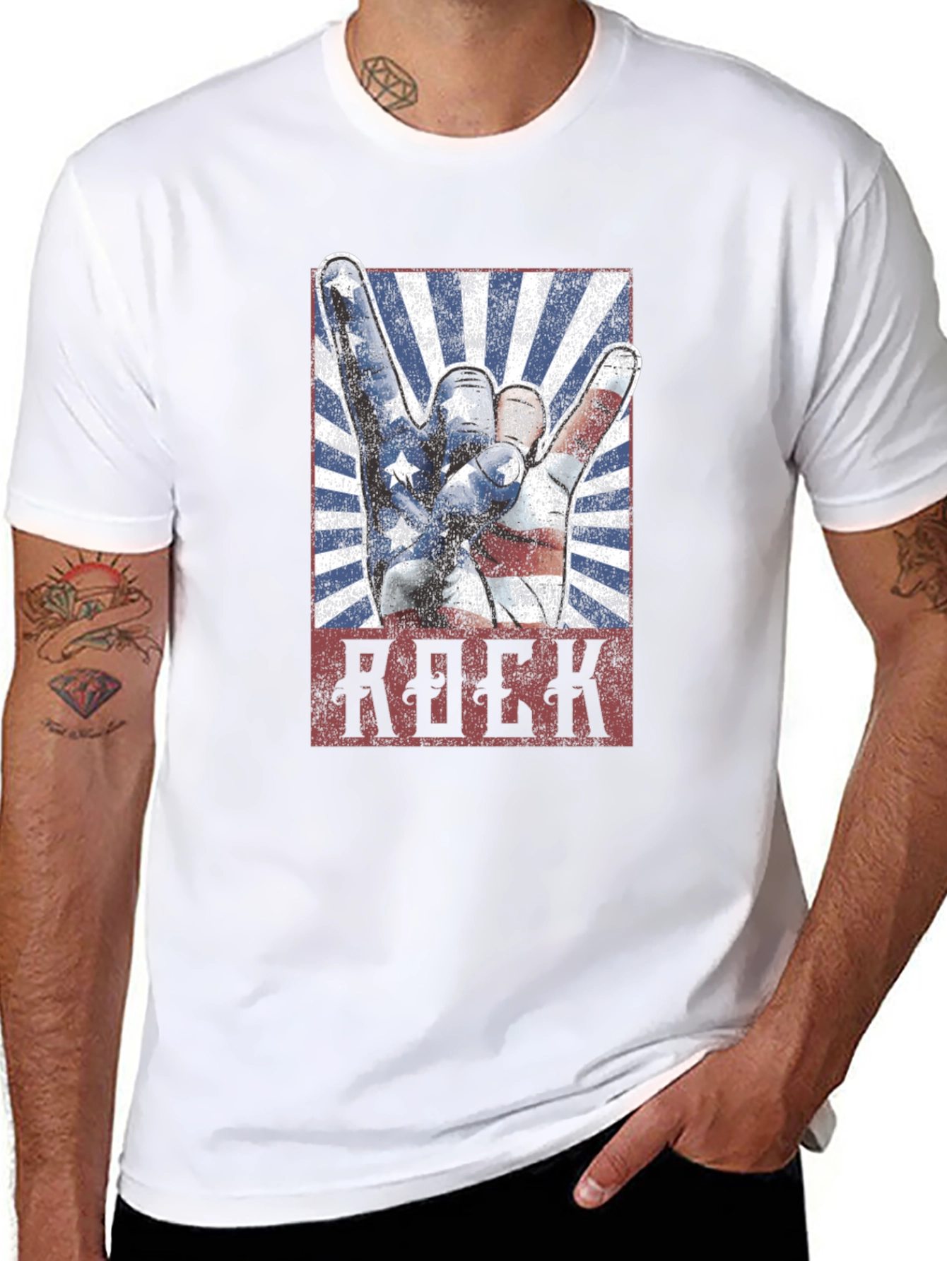 American Rock Hand Gesture Graphic T-Shirt