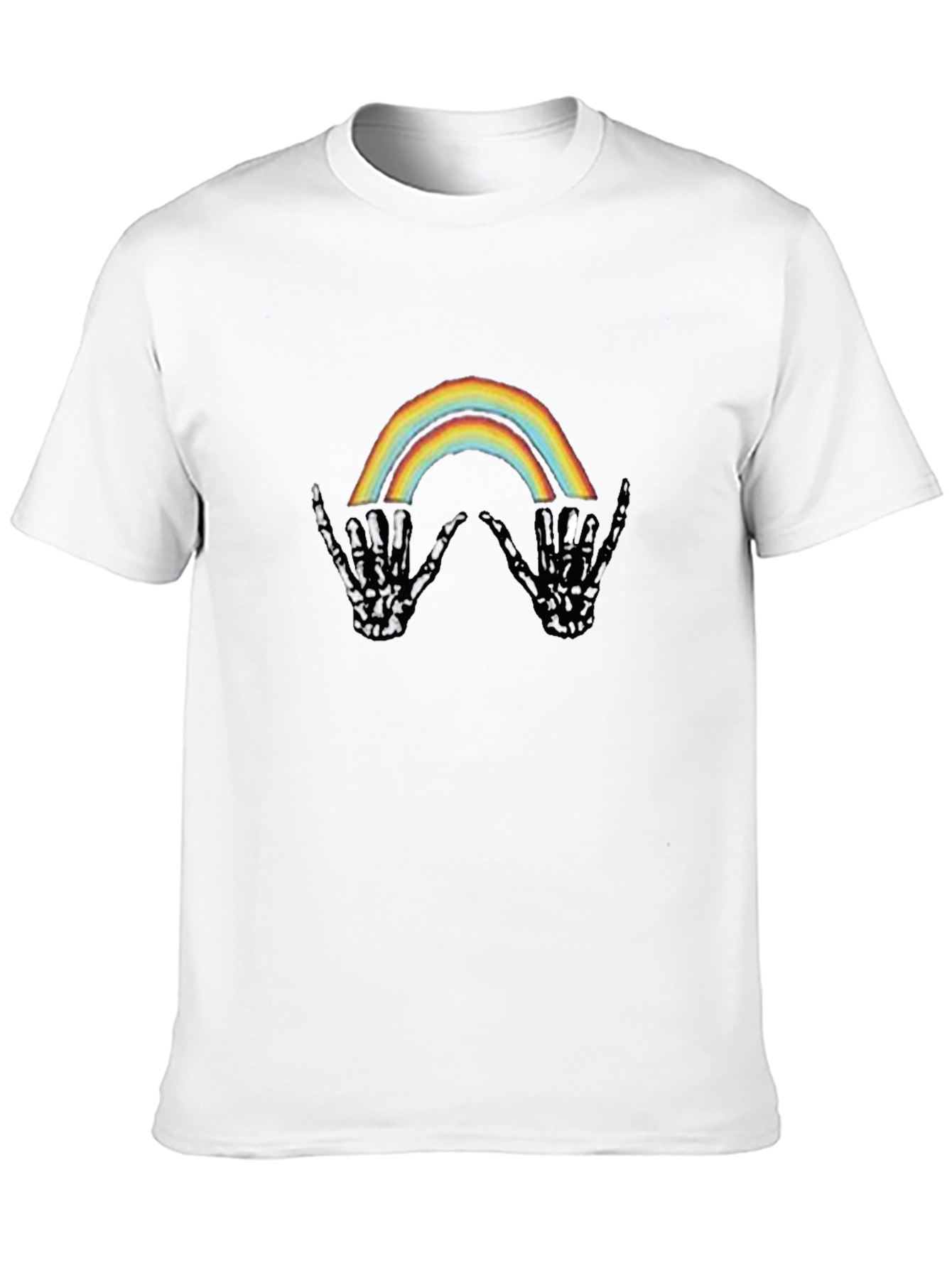 Rainbow Skeleton Hand Graphic Tee - Black