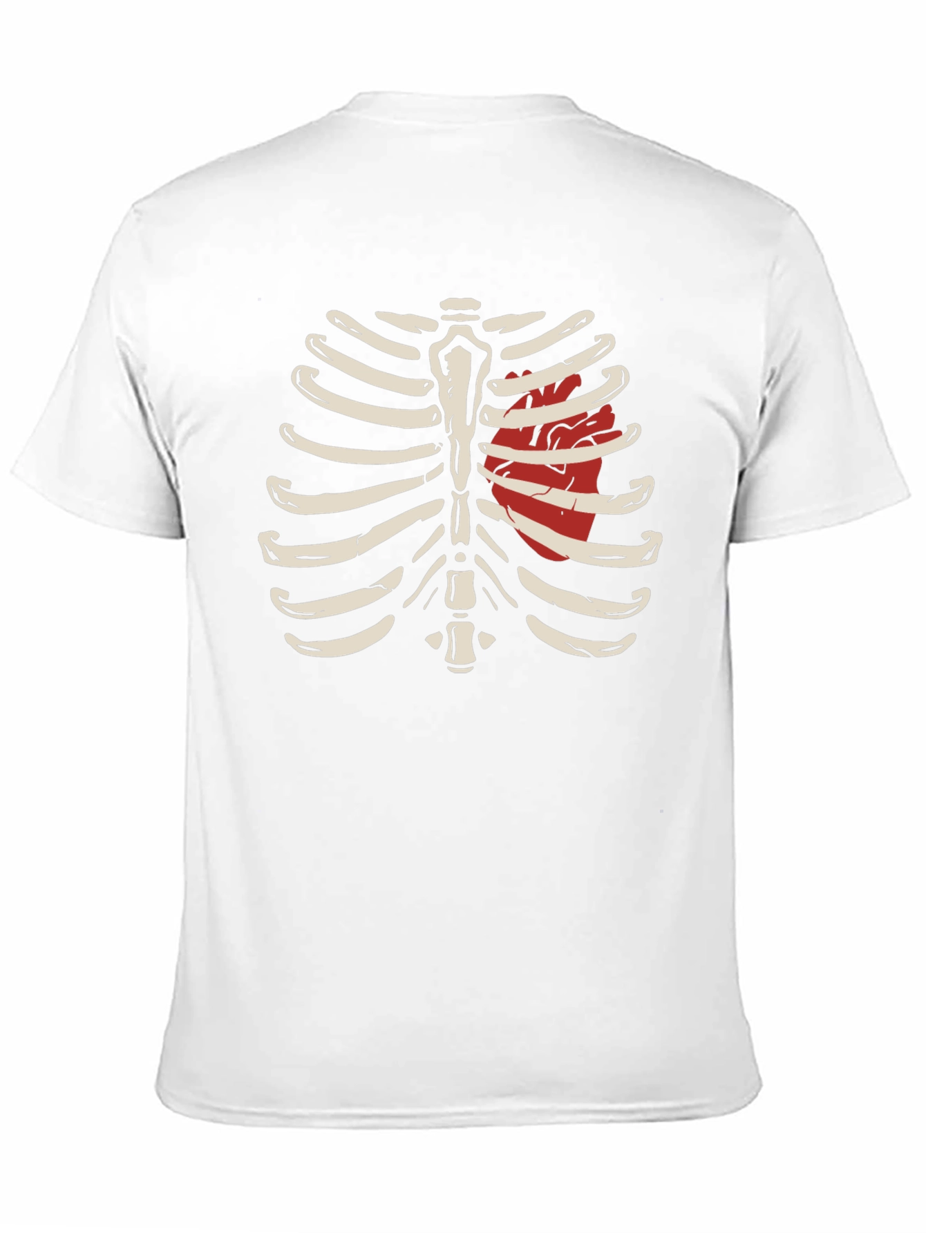 Anatomical Rib Cage T-Shirt with Heart Design
