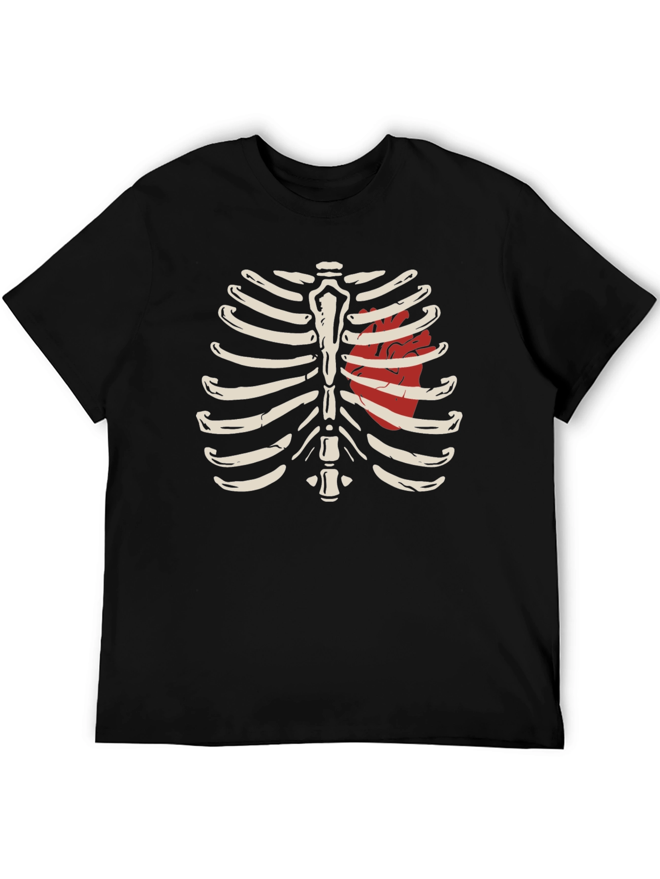 Anatomical Rib Cage T-Shirt with Heart Design