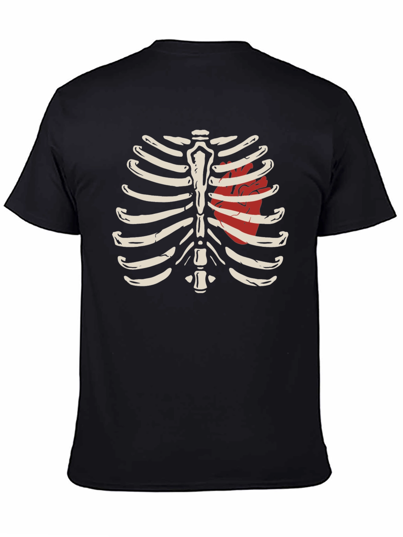 Anatomical Rib Cage T-Shirt with Heart Design