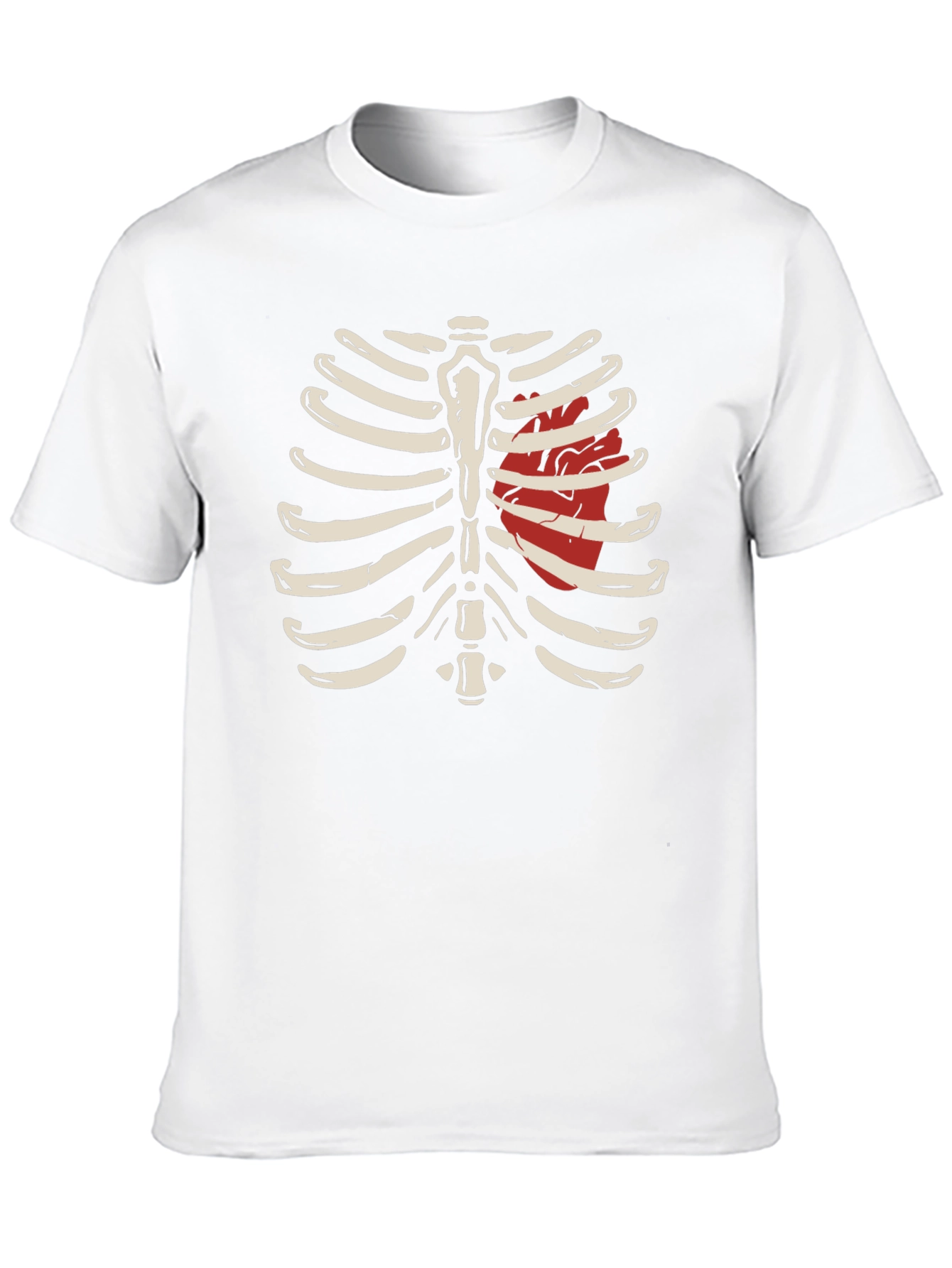 Anatomical Rib Cage T-Shirt with Heart Design