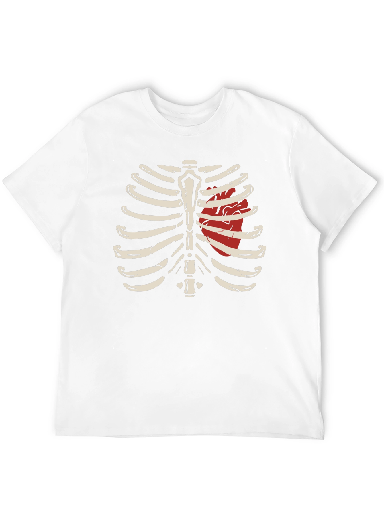 Anatomical Rib Cage T-Shirt with Heart Design