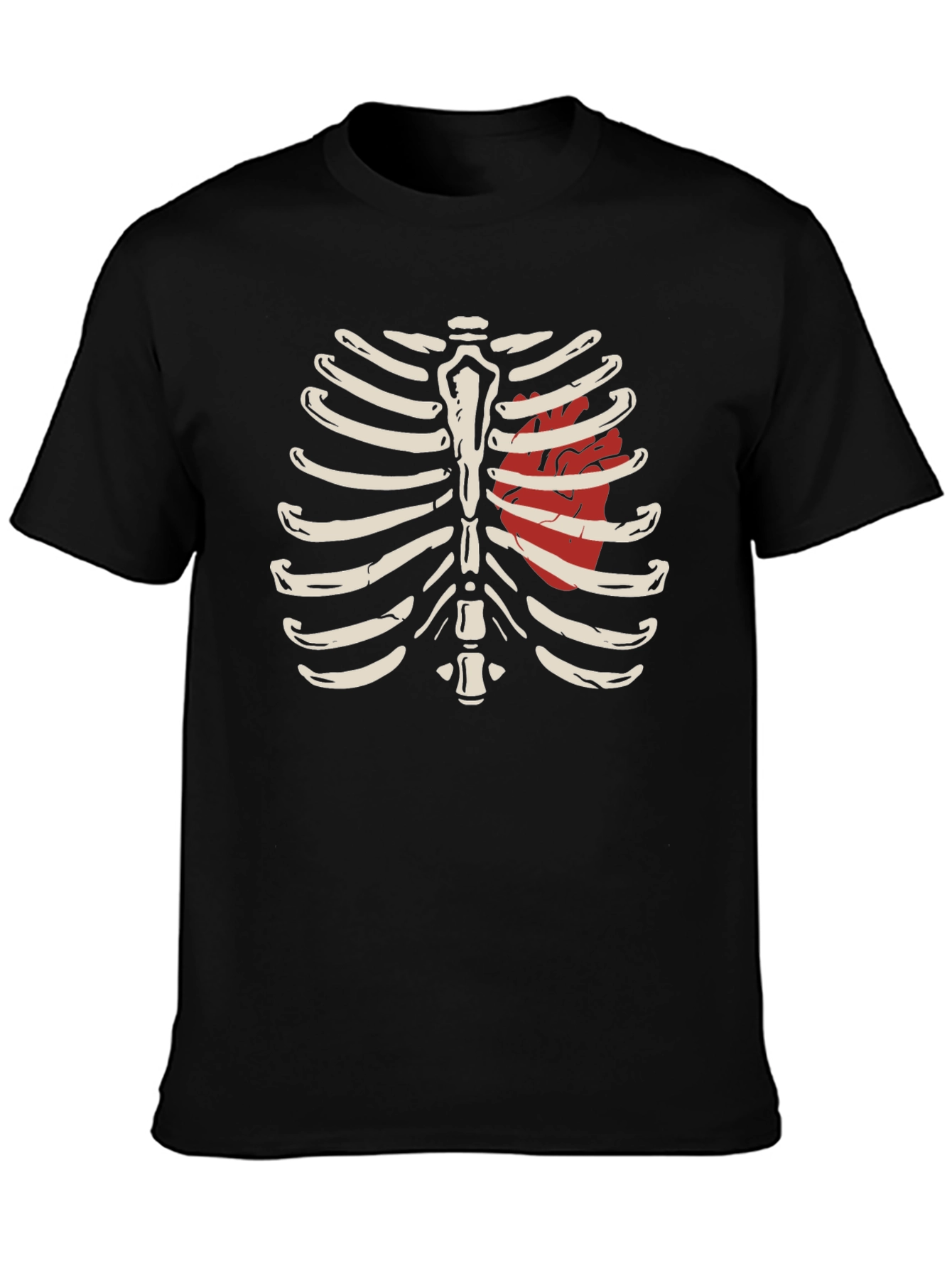 Anatomical Rib Cage T-Shirt with Heart Design