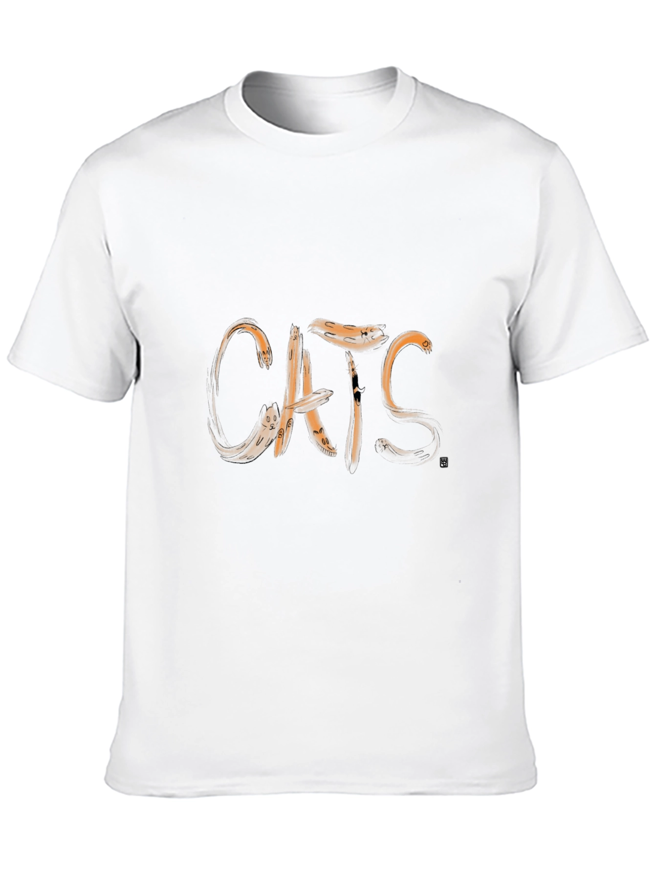 CATS Graphic Tee - Artistic Brushstroke Design
