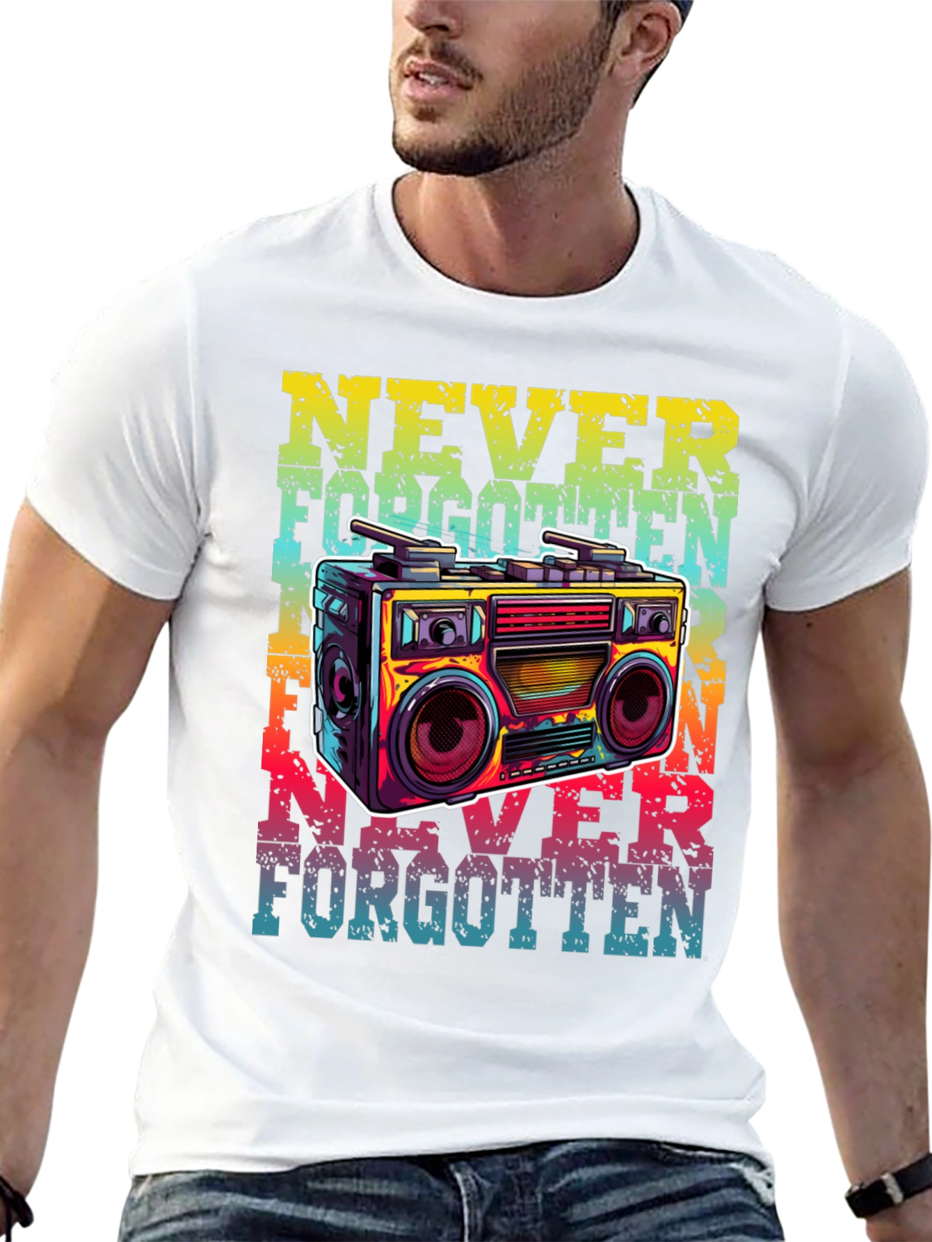 Retro Boombox Graphic T-Shirt - Never Forgotten Tee