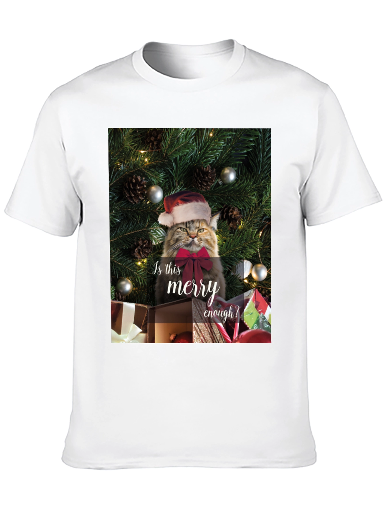 Merry Cat Christmas T-Shirt - Holiday Humor