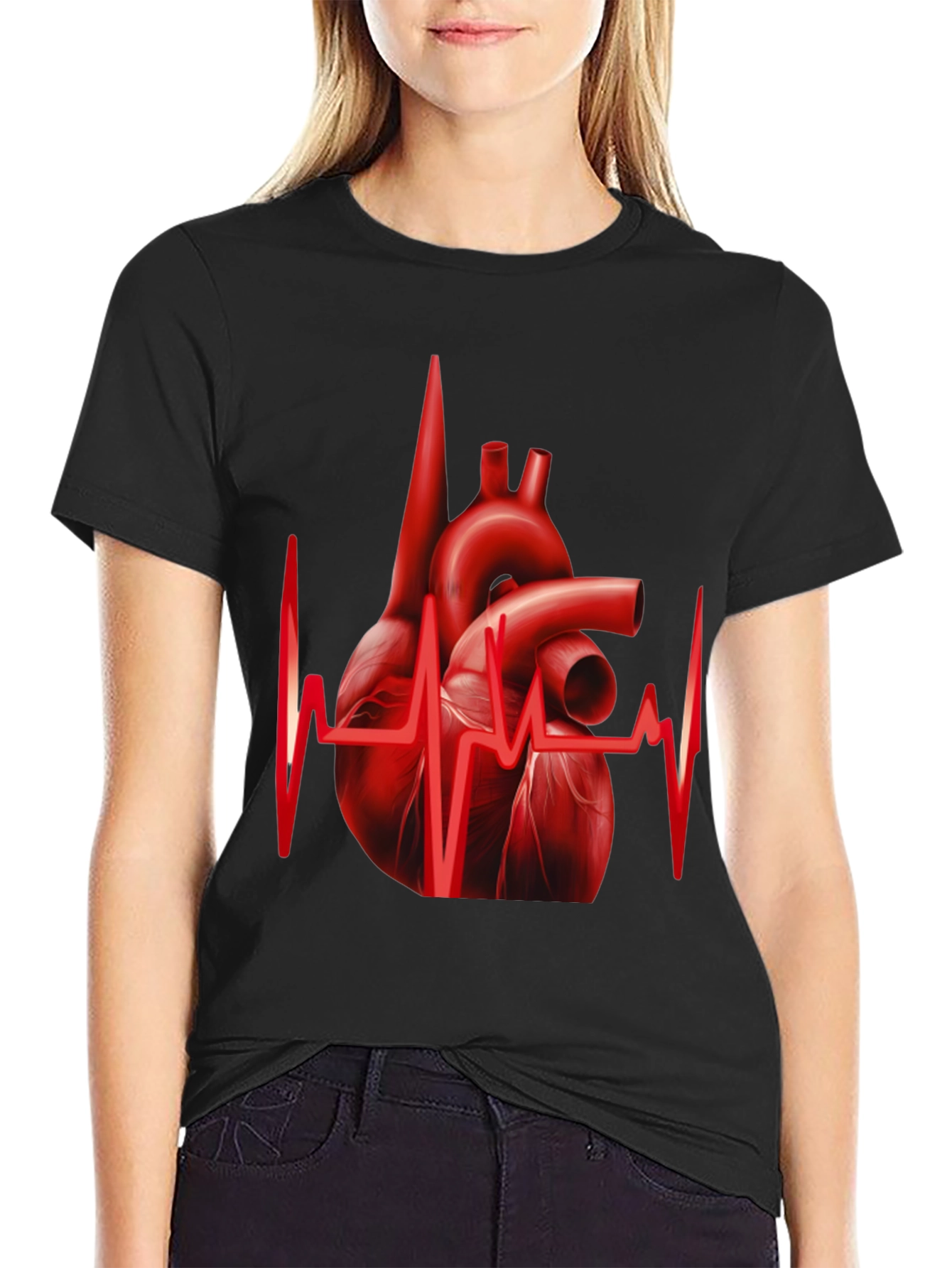 Anatomical Heartbeat Graphic Tee - Black
