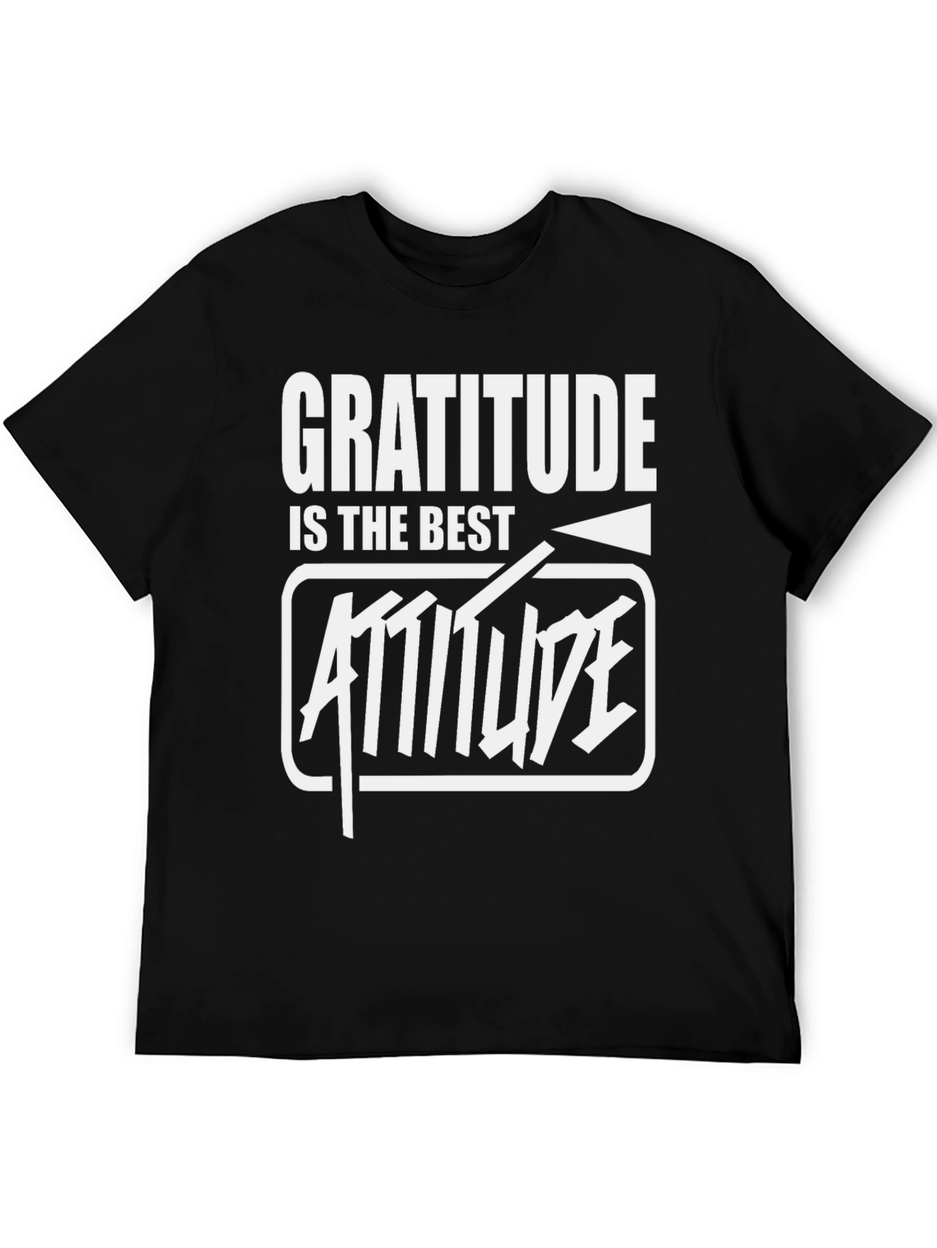 Gratitude Attitude Graphic T-Shirt - Stylish Black Tee