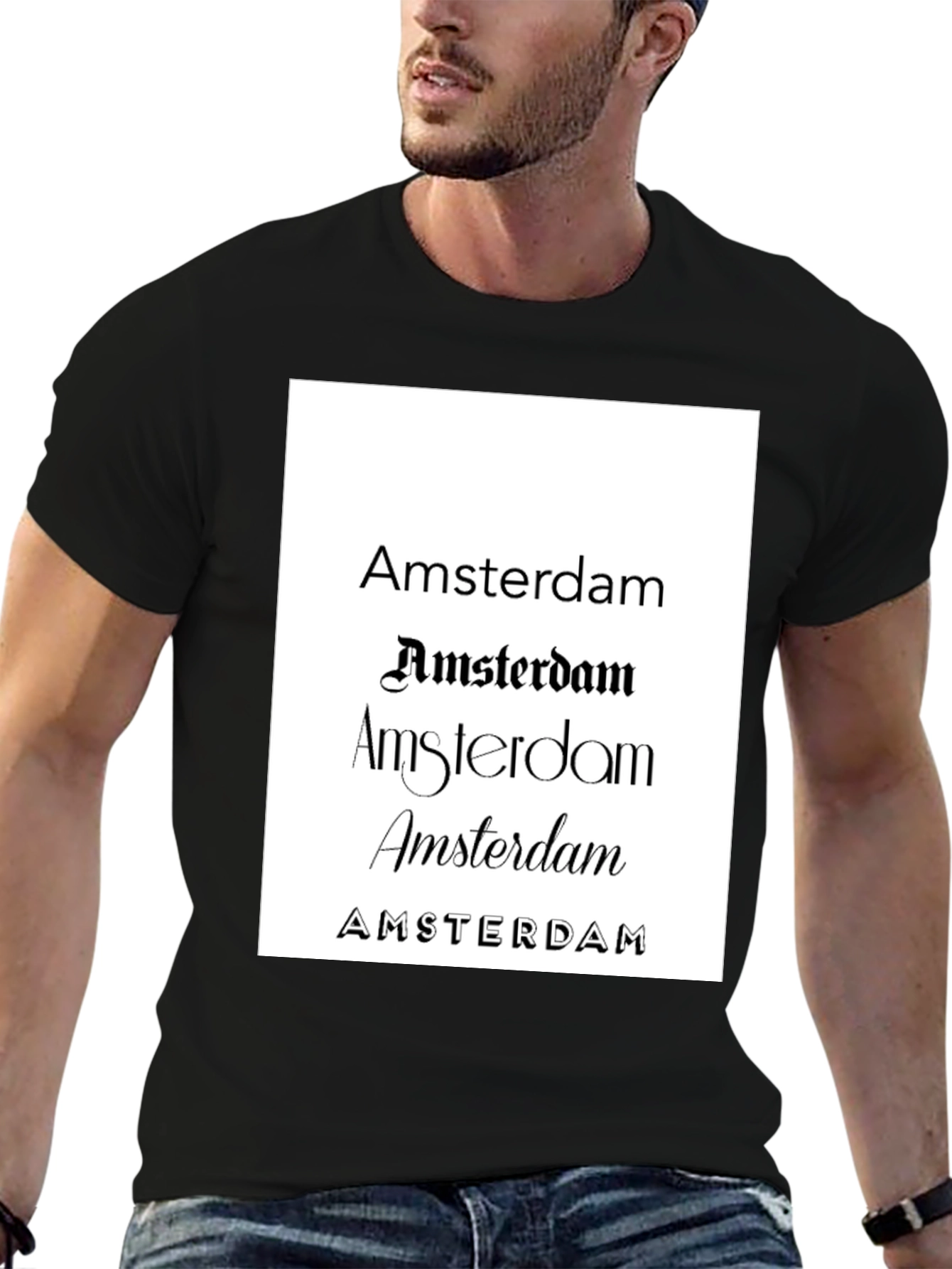 Amsterdam Graphic Print Black T-Shirt