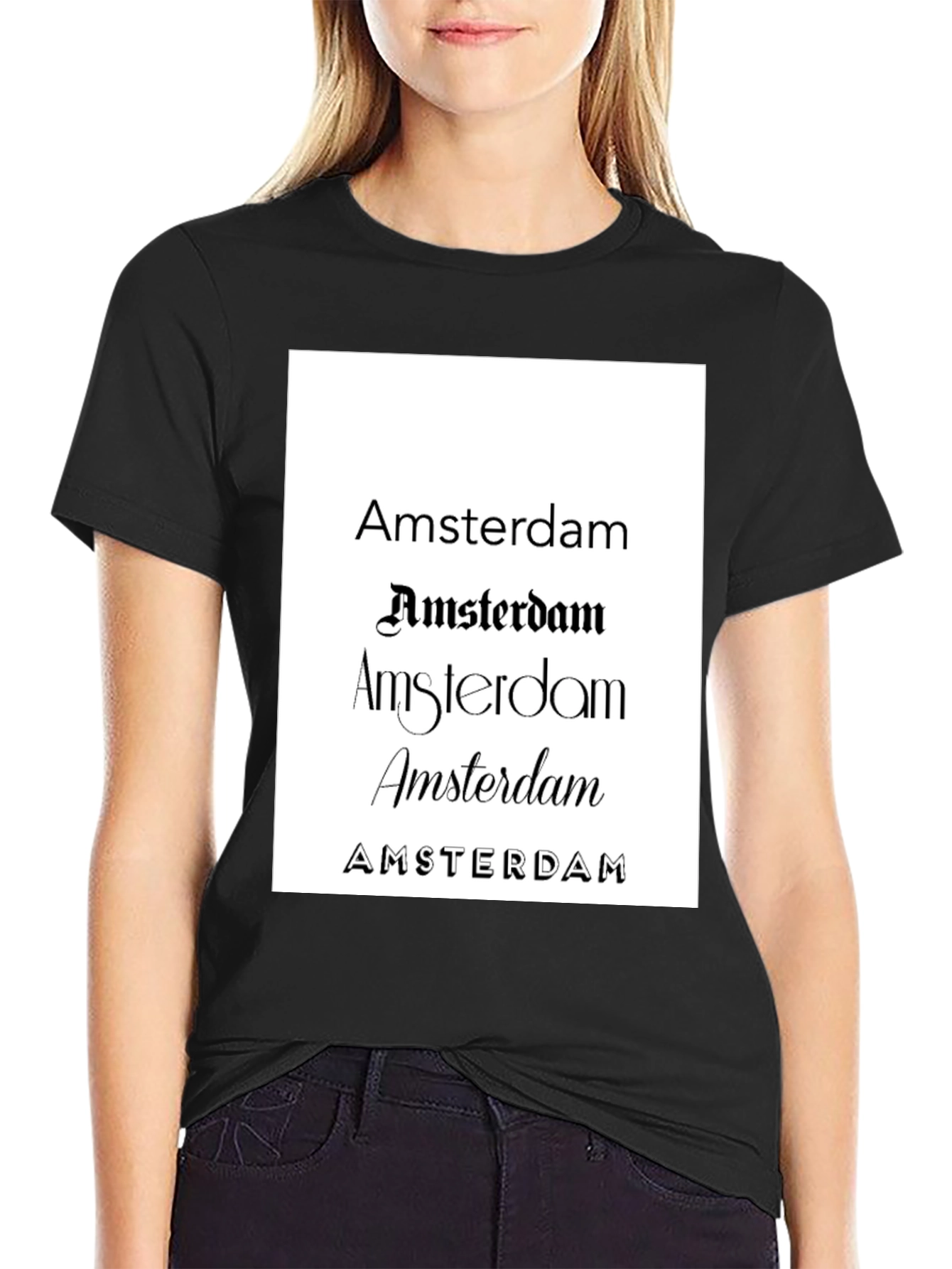 Amsterdam Graphic Print Black T-Shirt