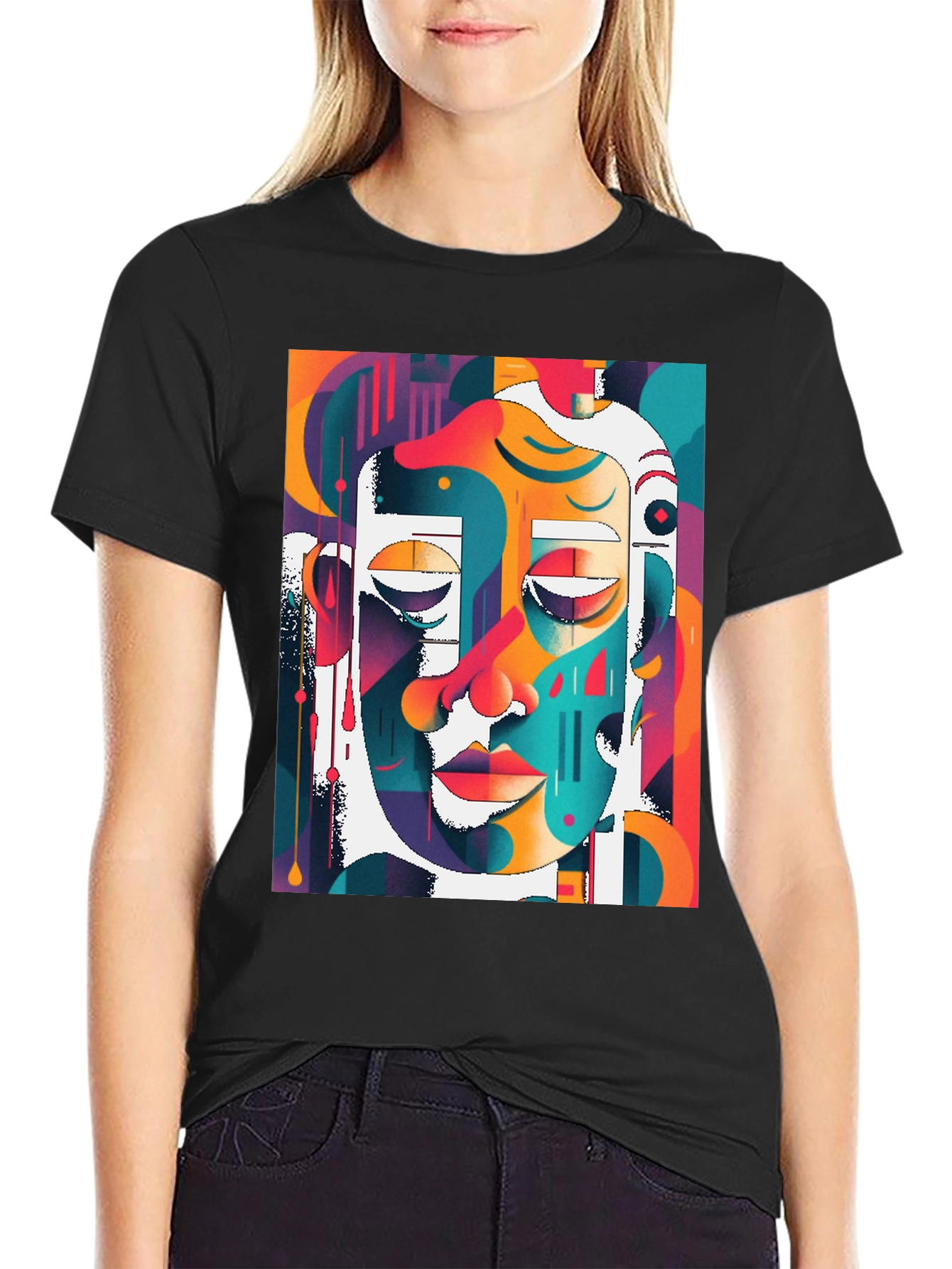 Abstract Face Art T-Shirt - Modern Graphic Tee