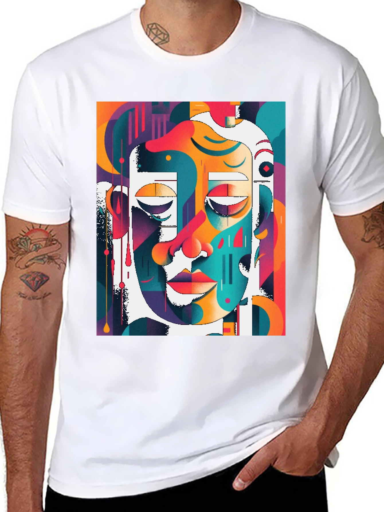 Abstract Face Art T-Shirt - Modern Graphic Tee