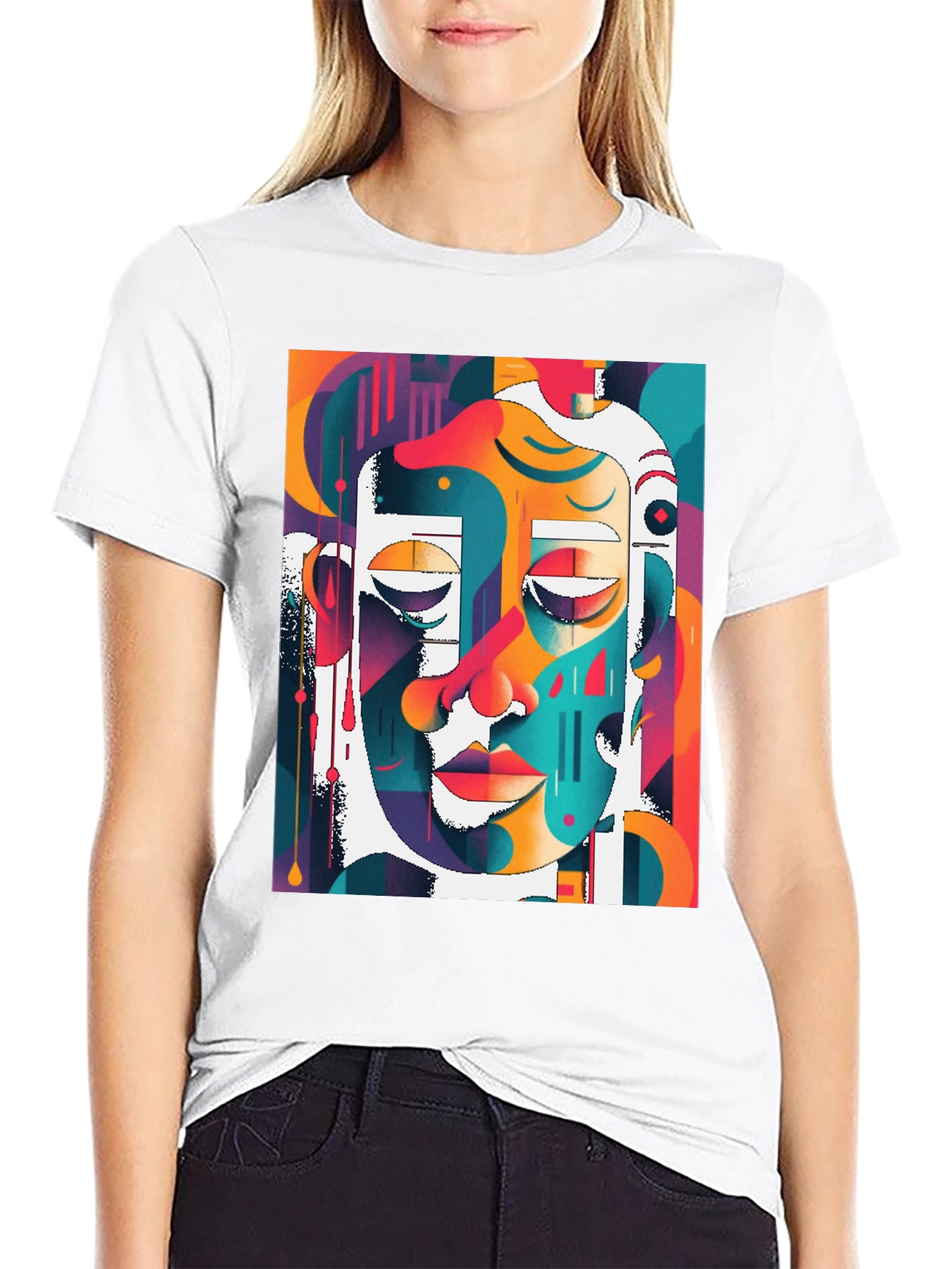 Abstract Face Art T-Shirt - Modern Graphic Tee