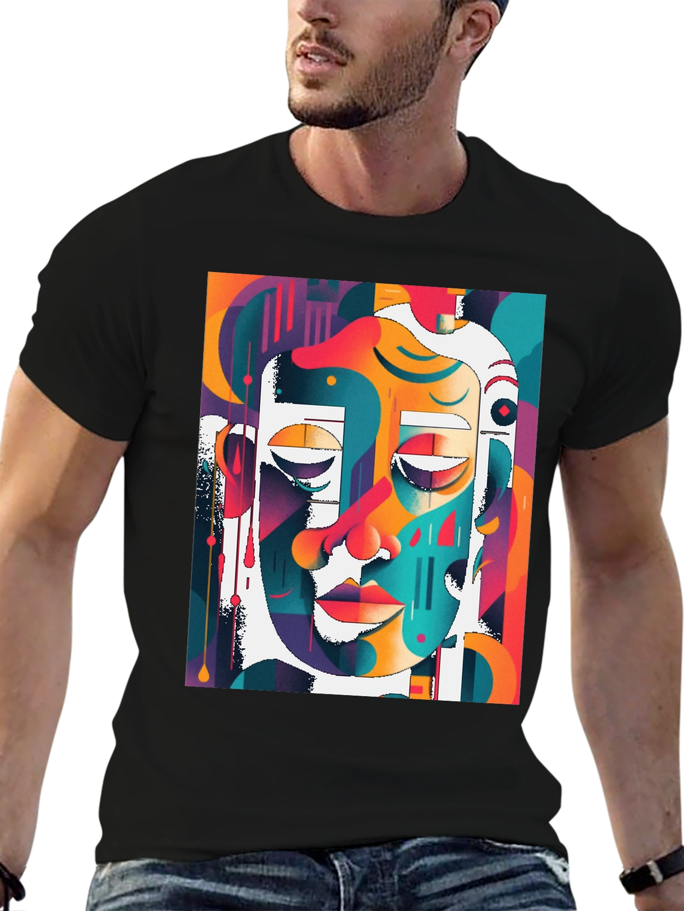 Abstract Face Art T-Shirt - Modern Graphic Tee