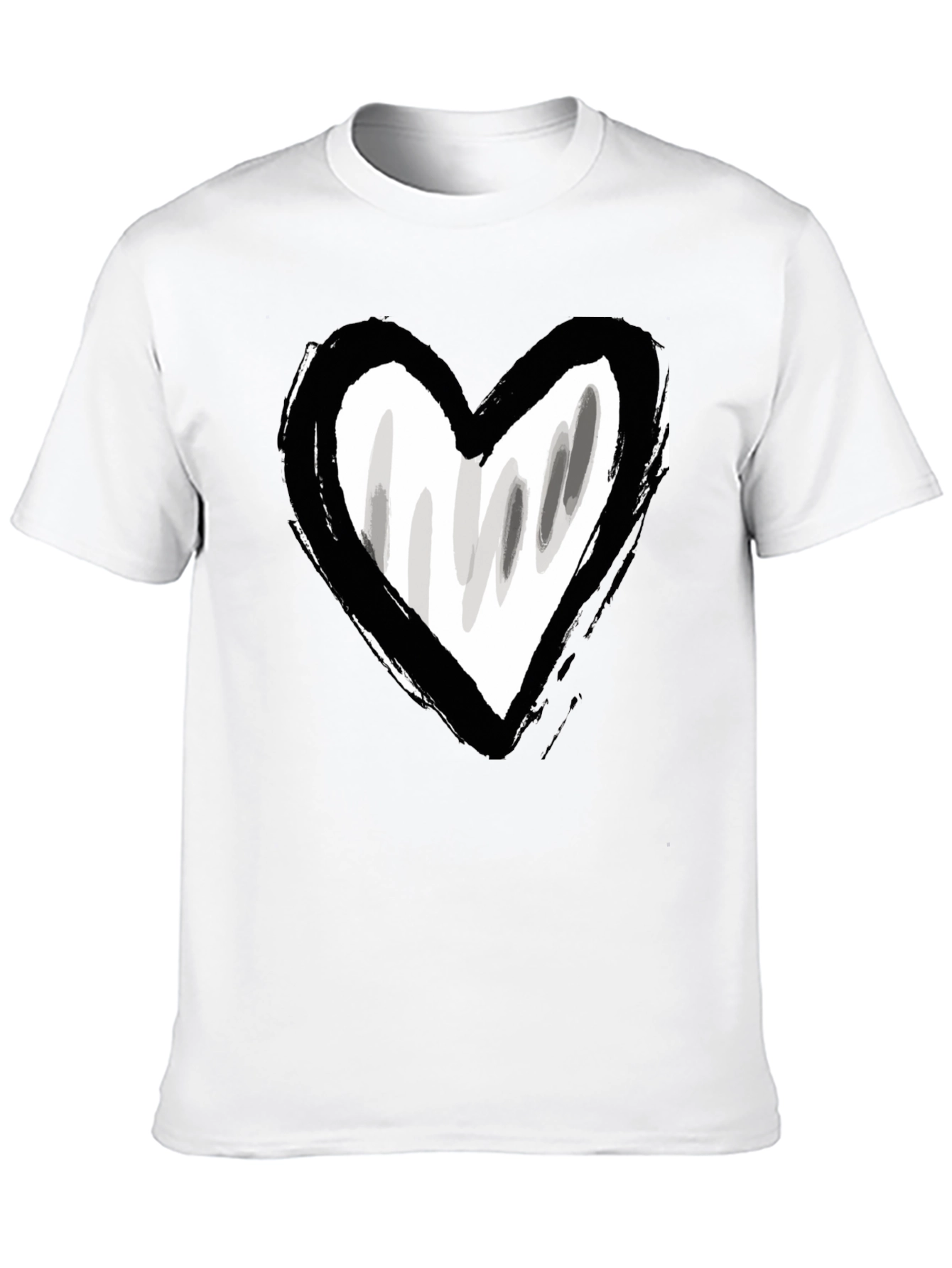 Brushstroke Heart Graphic Tee - Black Unisex