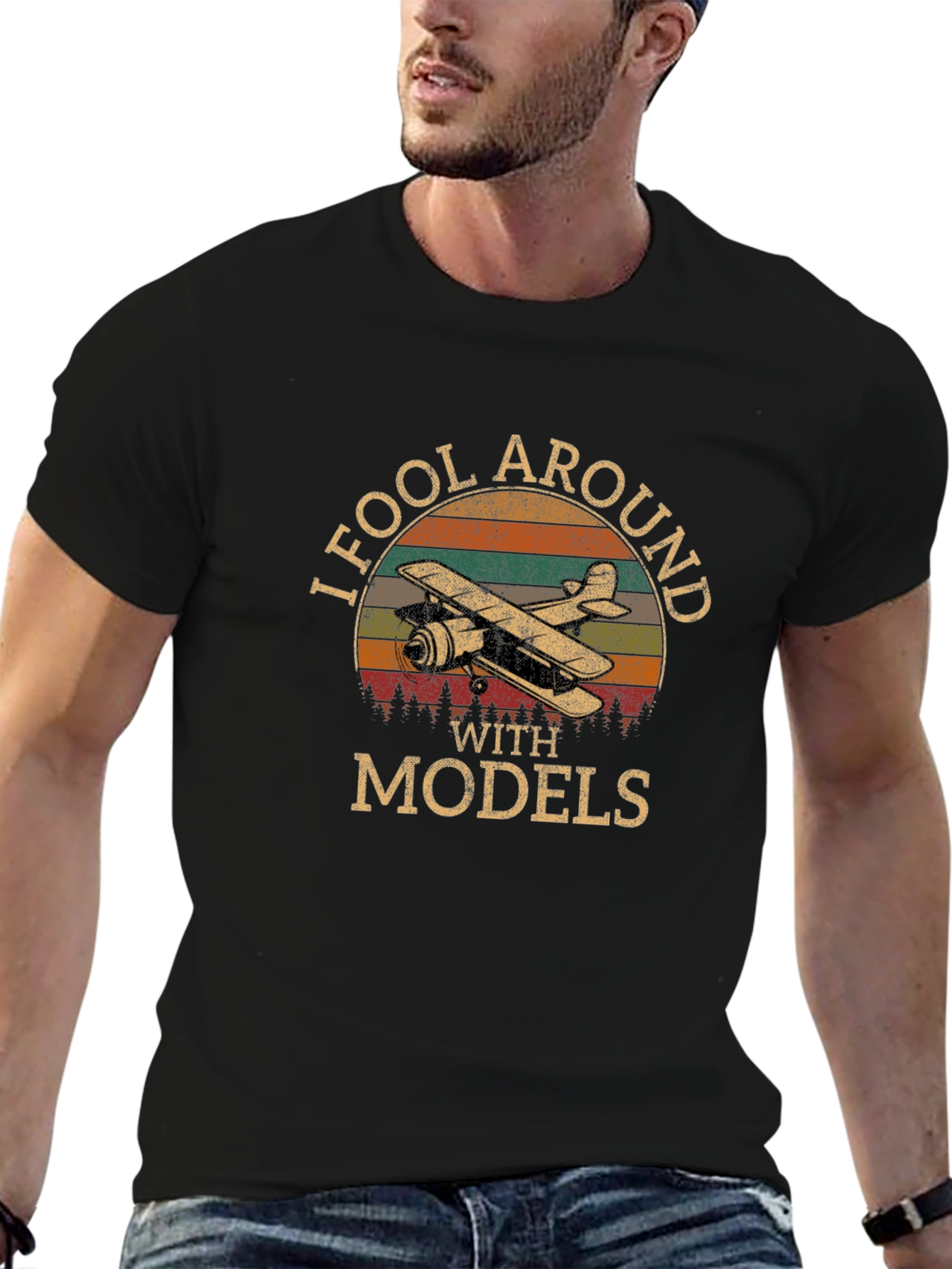 I Fool Around With Models T-Shirt Retro Airplane Design