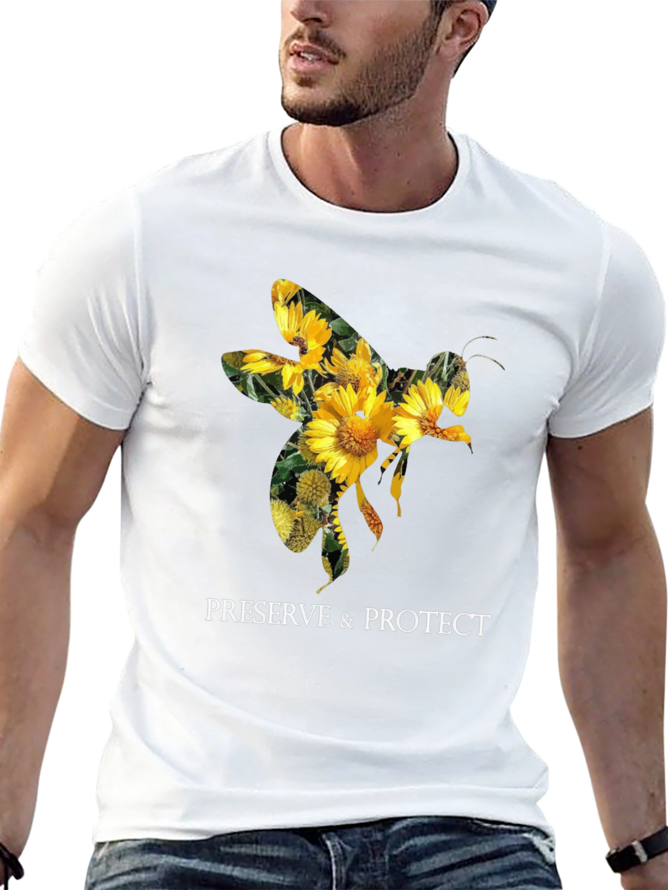Preserve & Protect Bee Sunflower Graphic T-Shirt