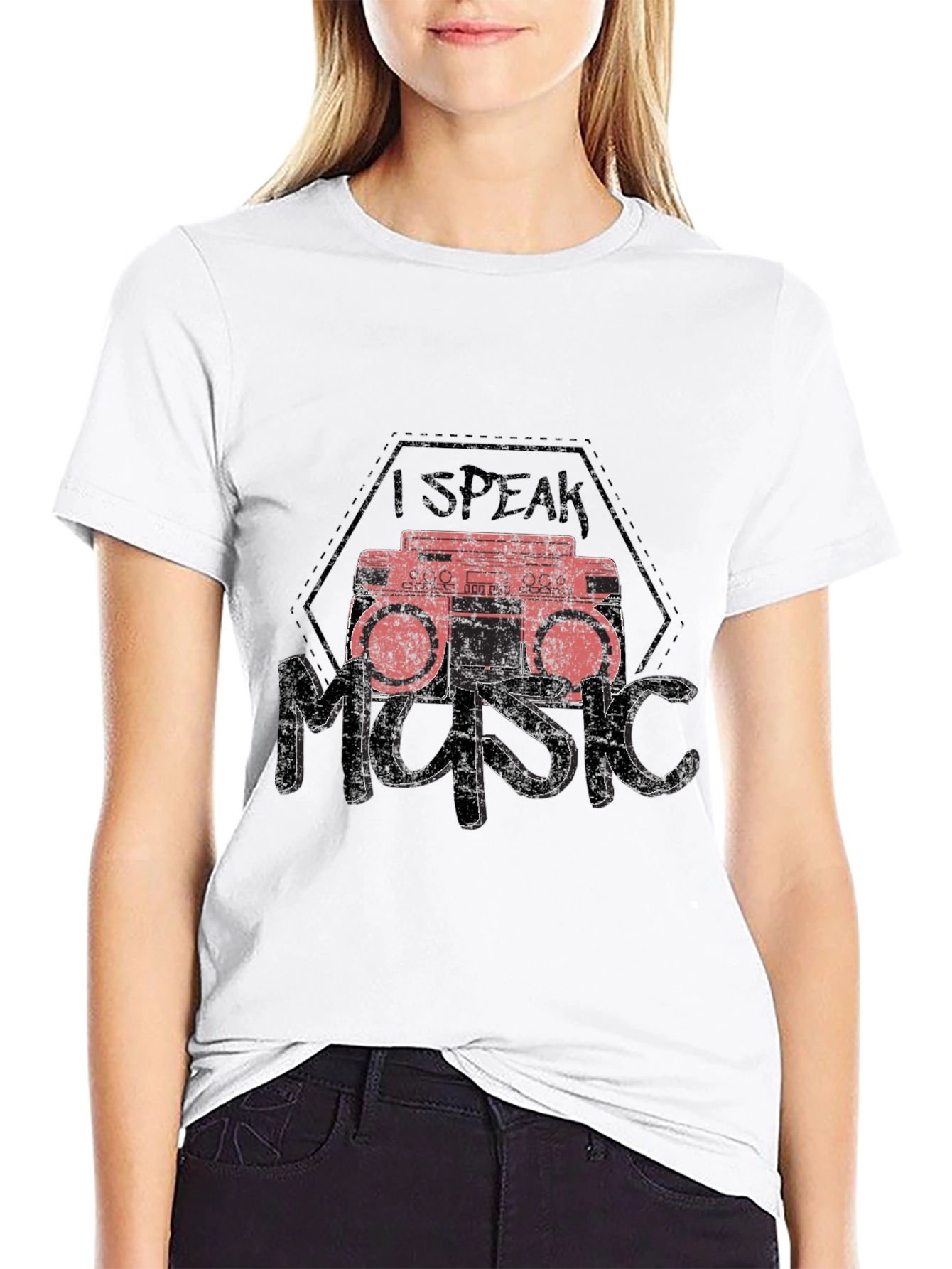 I Speak Music Black Graphic T-Shirt