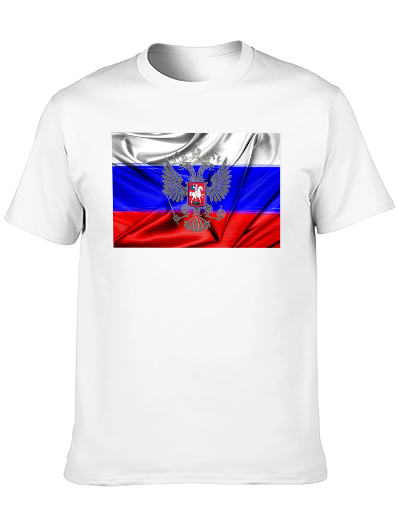 Russia Flag Graphic Tee - Black Cotton T-Shirt