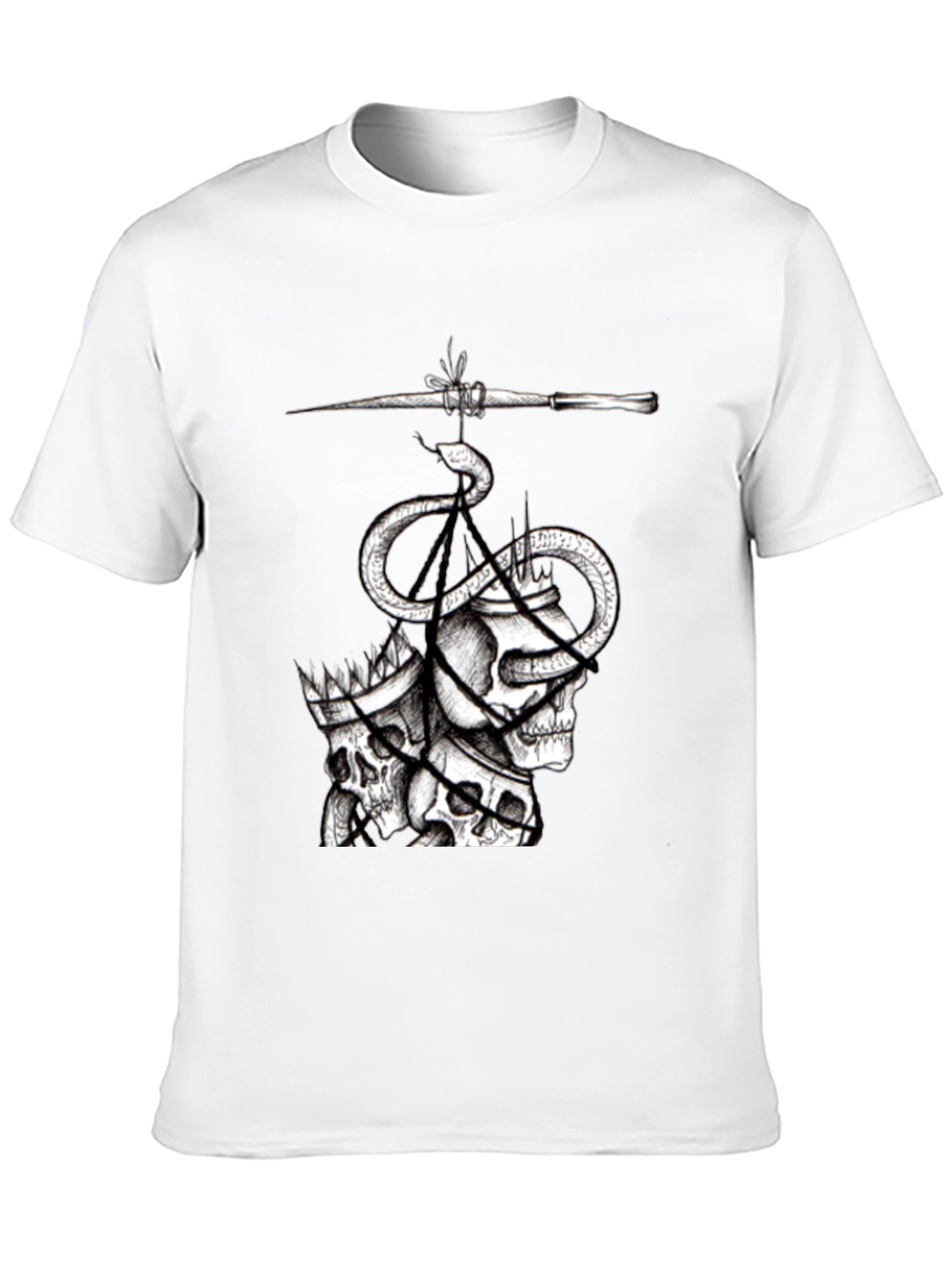 Skull & Serpent Graphic Tee - Black Cotton Blend