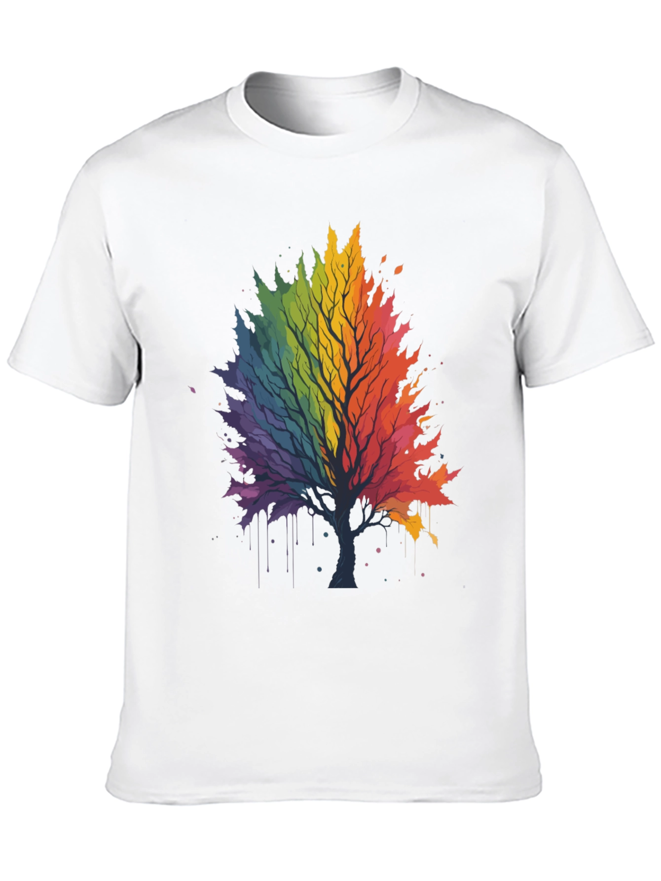 Rainbow Tree Graphic Black T-Shirt
