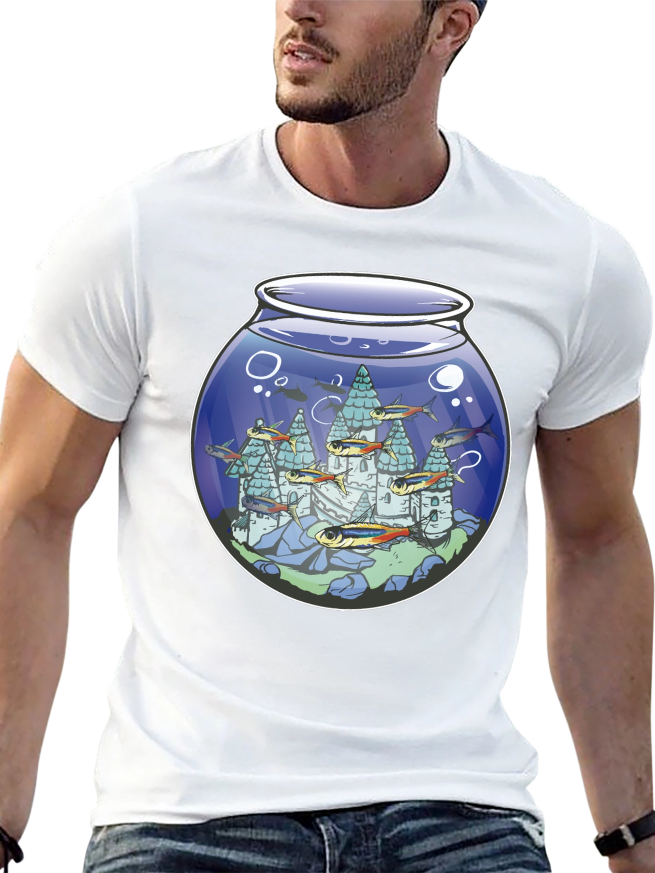 Fishbowl Castle Graphic T-Shirt