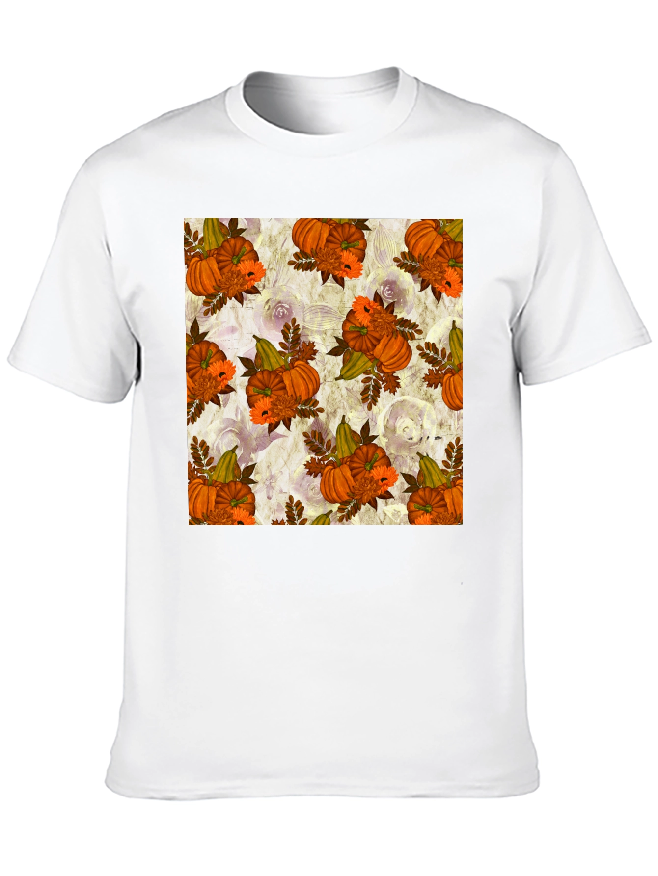 Pumpkin Floral Print Tee - Seasonal Style