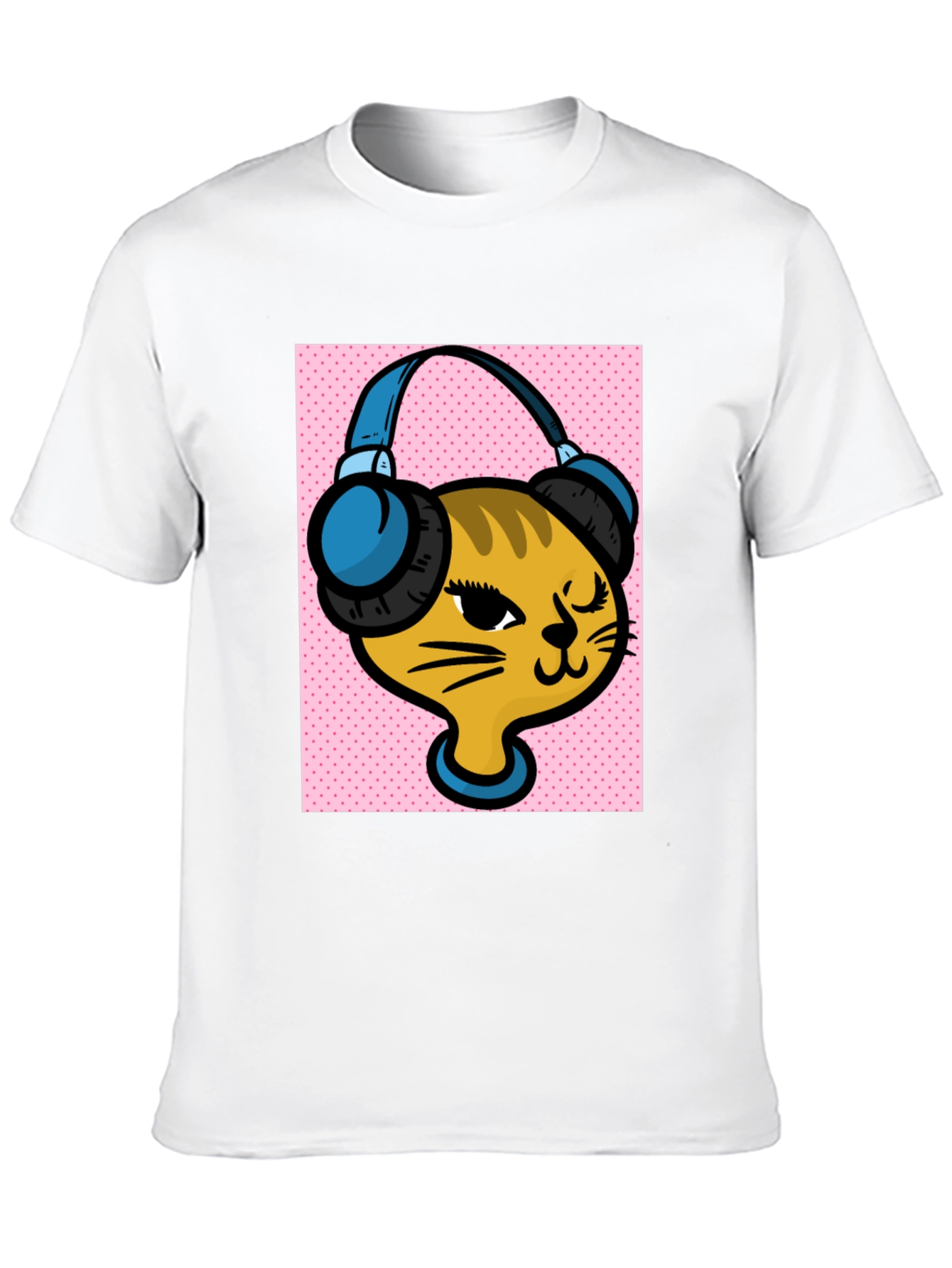 DJ Cat Graphic Tee - Stylish Black Cotton T-Shirt
