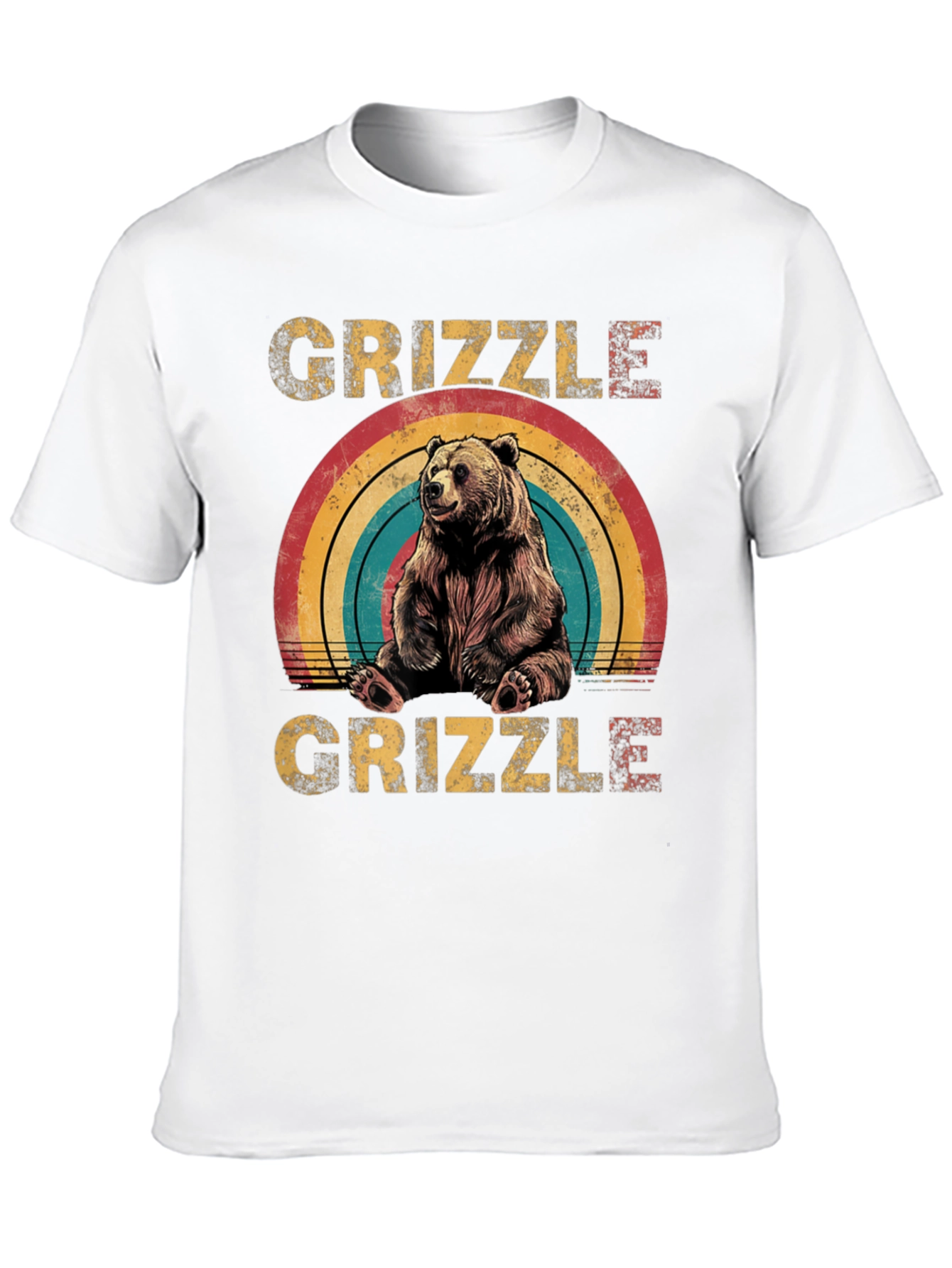 GRIZZLE Bear Rainbow Graphic Tee - Unisex Casual T-Shirt