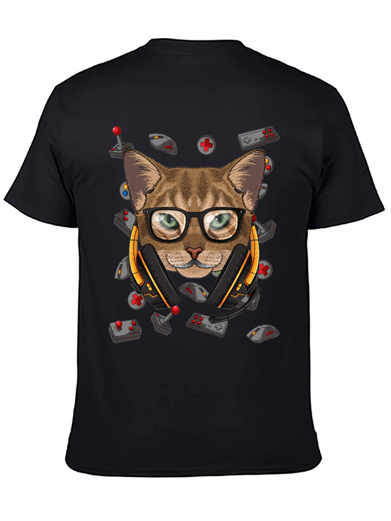 Gamer Cat Graphic T-Shirt - Cool Cat with Headset