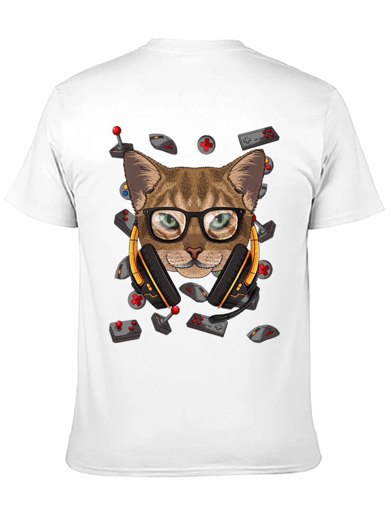 Gamer Cat Graphic T-Shirt - Cool Cat with Headset